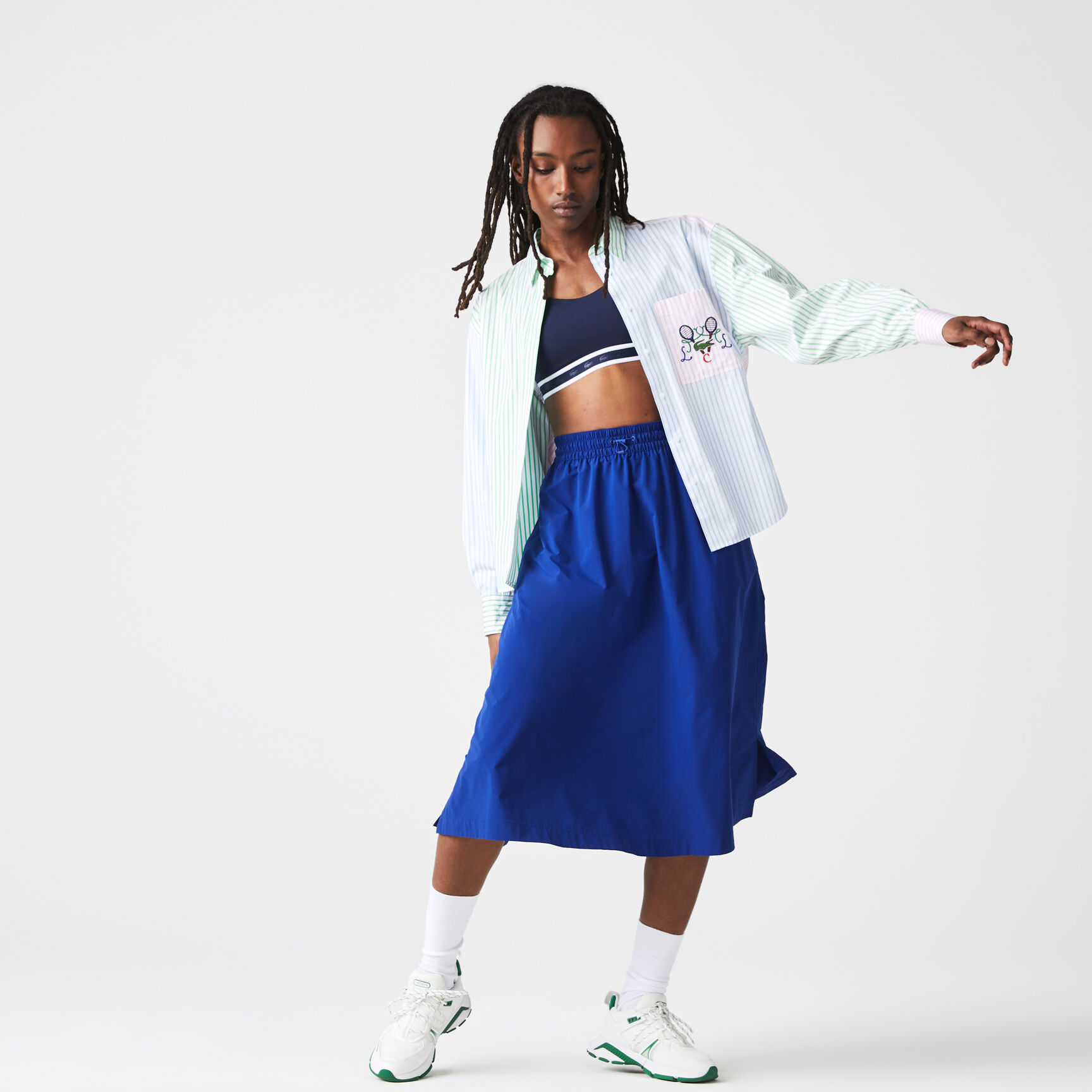 تنورة متوسطة الطول بخصر مطاطي للنساء