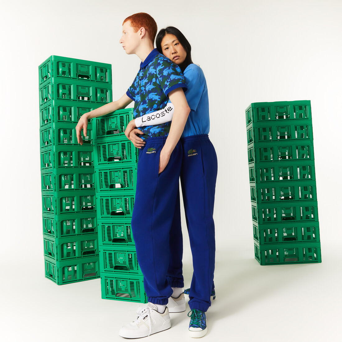 بنطال رياضي صوف وقطن عضوي للجنسين مجموعة Lacoste x Minecraft