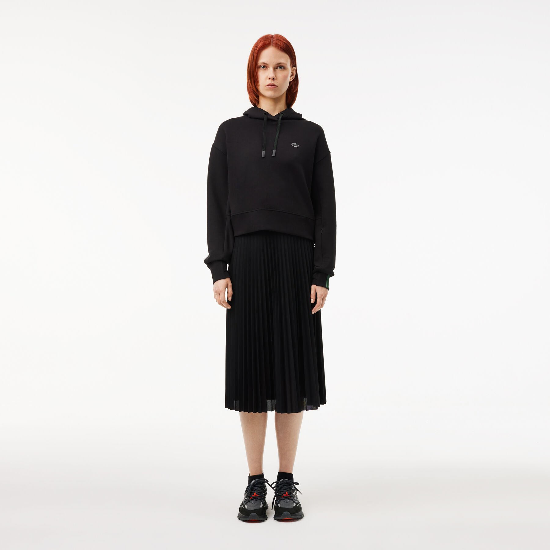 Elastic Waist Fluid Pleated Skirt lacoste elastic waist fluid pleated skirt