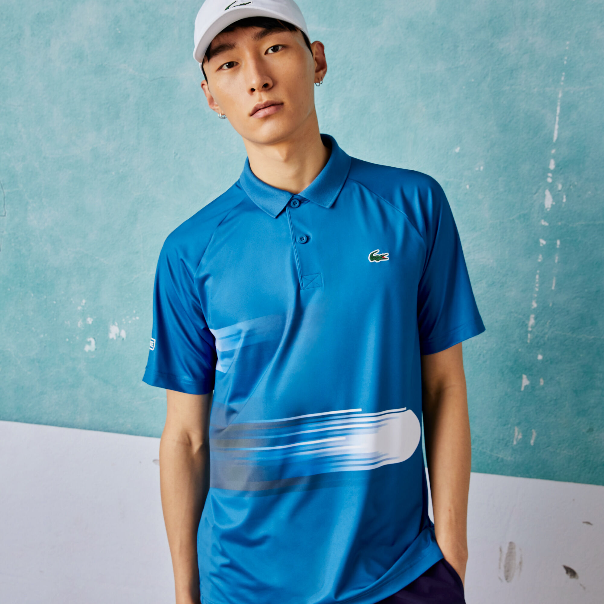 Buy Men s Lacoste SPORT x Novak Djokovic Print Stretch Polo Shirt