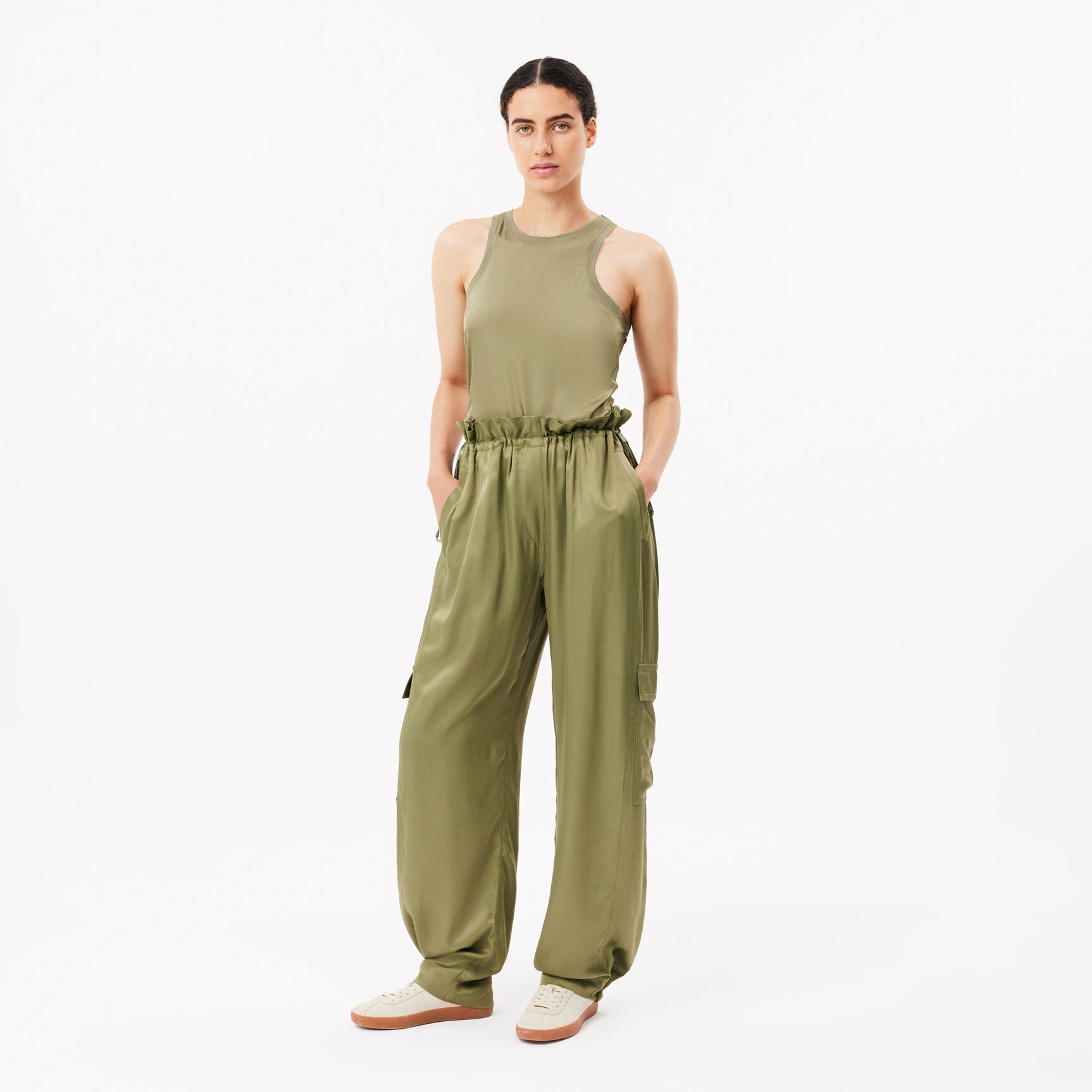 Oversized Satin Cargo Pants
