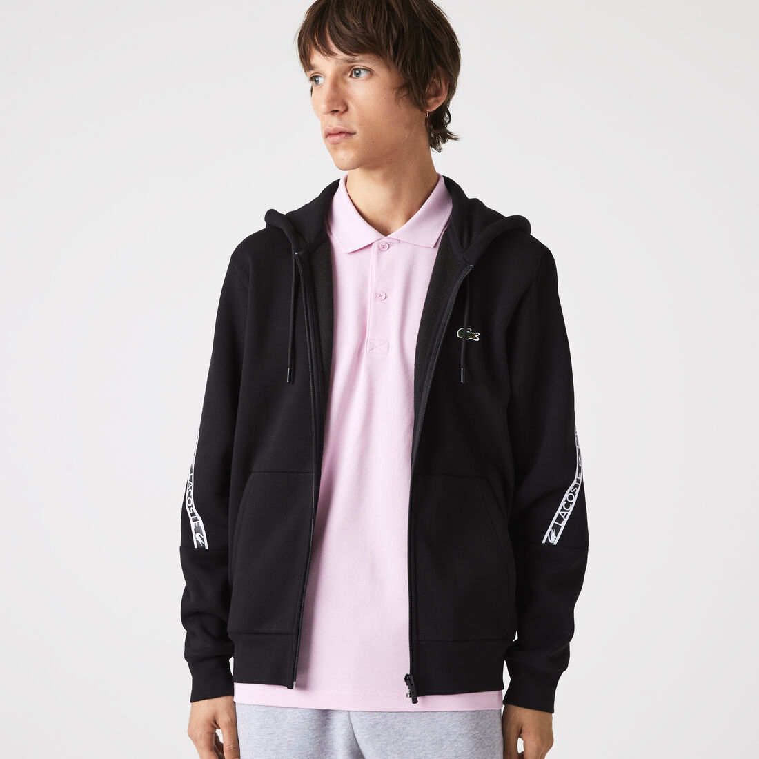 Men's Lacoste Printed Bands Hooded Zip Sweatshirt Men's Lacoste Printed Bands Hooded Zip Sweatshirt