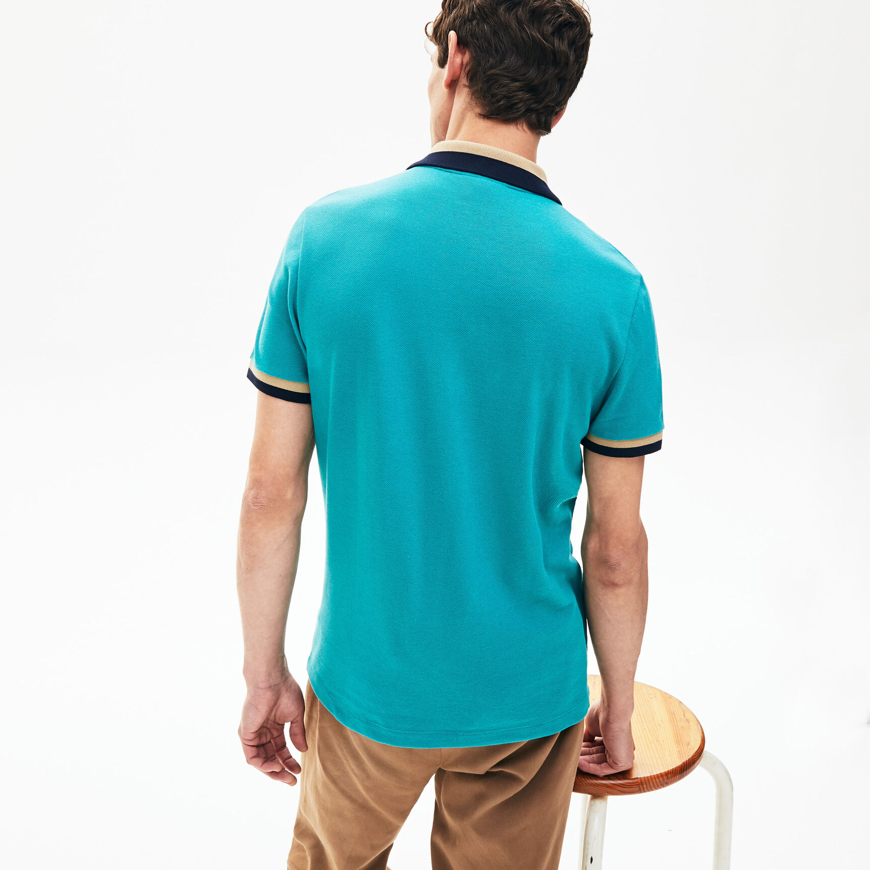 قميص بولو قطني بألوان متباينة من Lacoste للرجال