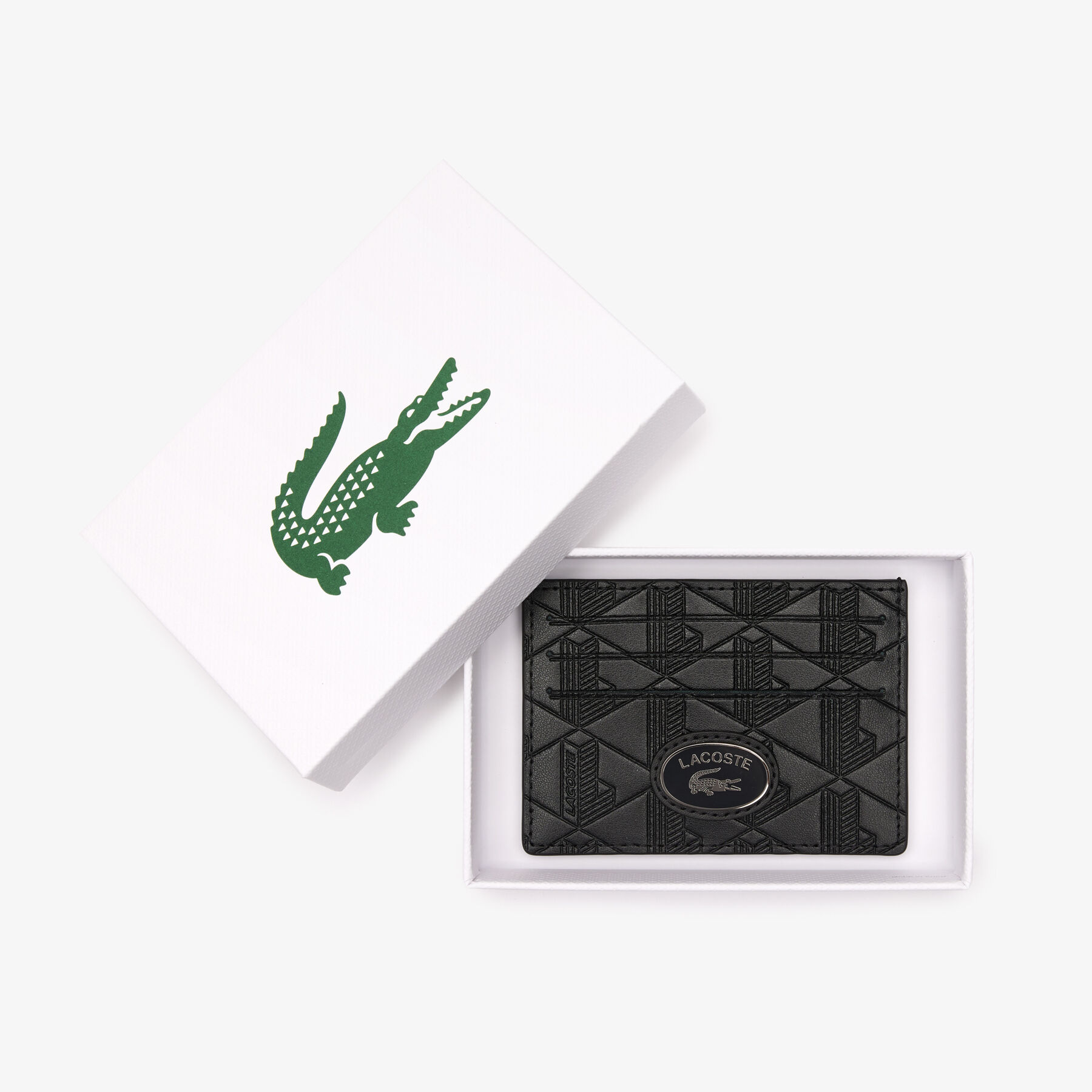 lacoste monogram leather card holder