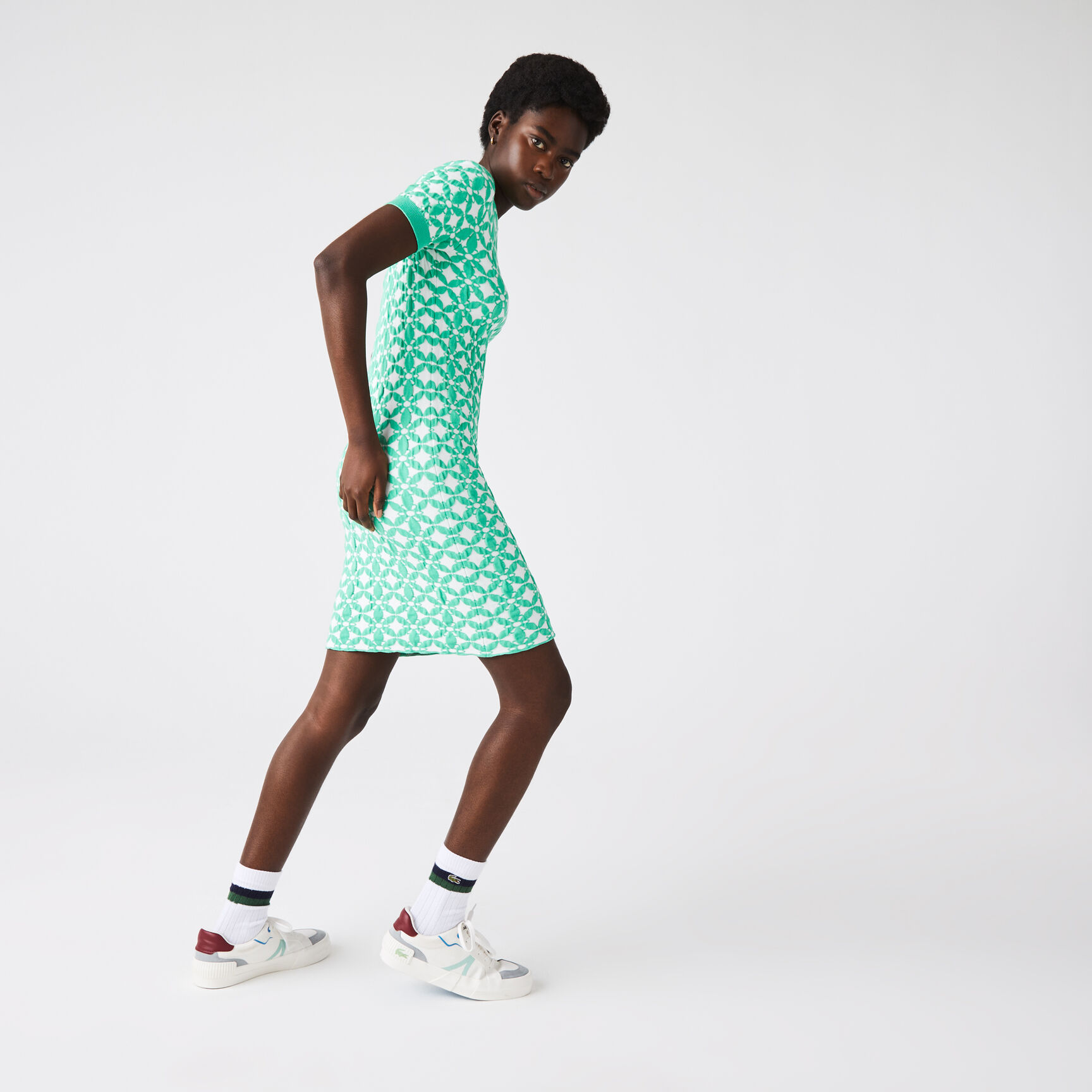Women's Lacoste L!VE Vintage Design Jacquard Sweater Dress
