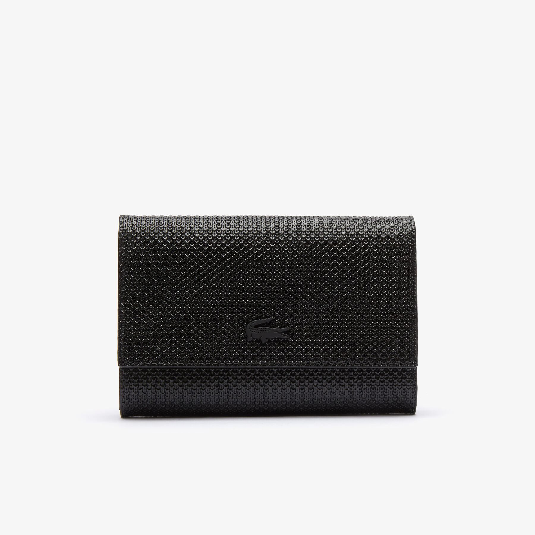 lacoste women s chantaco matte piqu  leather snap flap wallet