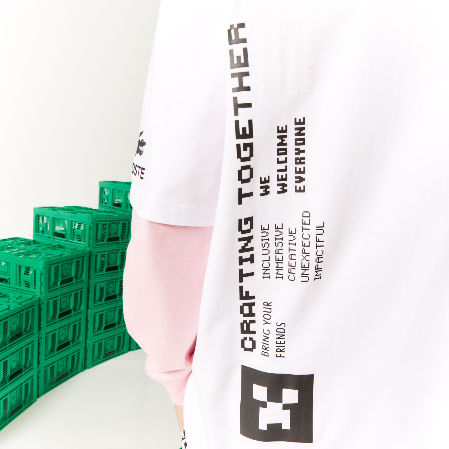 Men's Lacoste L!VE Collab Minecraft Loose Fit Organic Cotton T-Shirt Men's Lacoste L!VE Collab Minecraft Loose Fit Organic Cotton T-Shirt