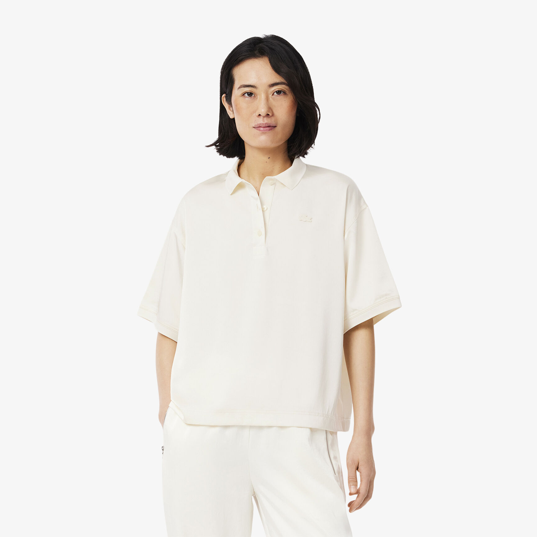 Oversized Silky Fluid Polo Shirt