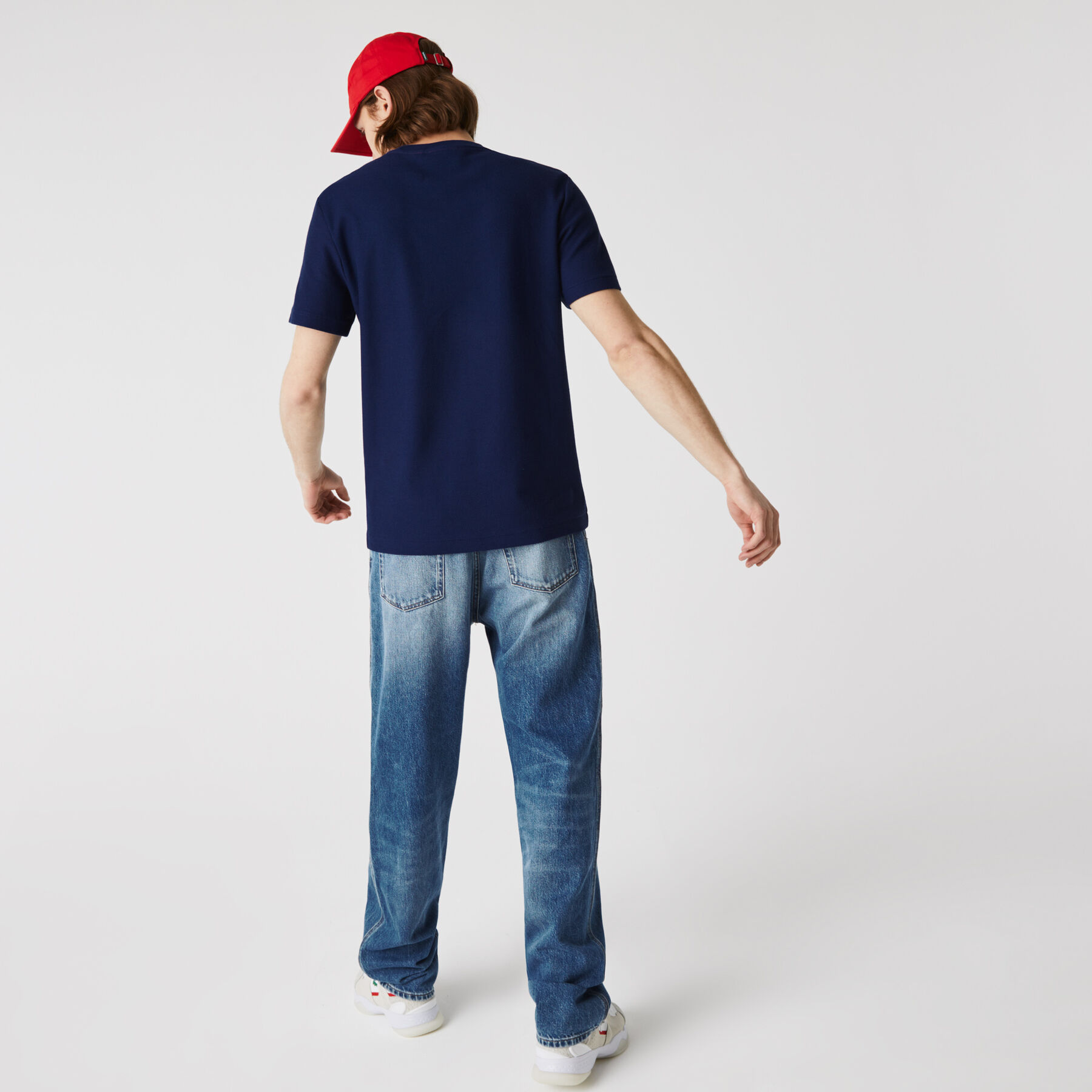 تي شيرت مقلم من القطن العضوي متعرج الملمس للرجال مجموعة Made in France لاكوست تي شيرت مقلم من القطن العضوي متعرج الملمس للرجال مجموعة made in france
