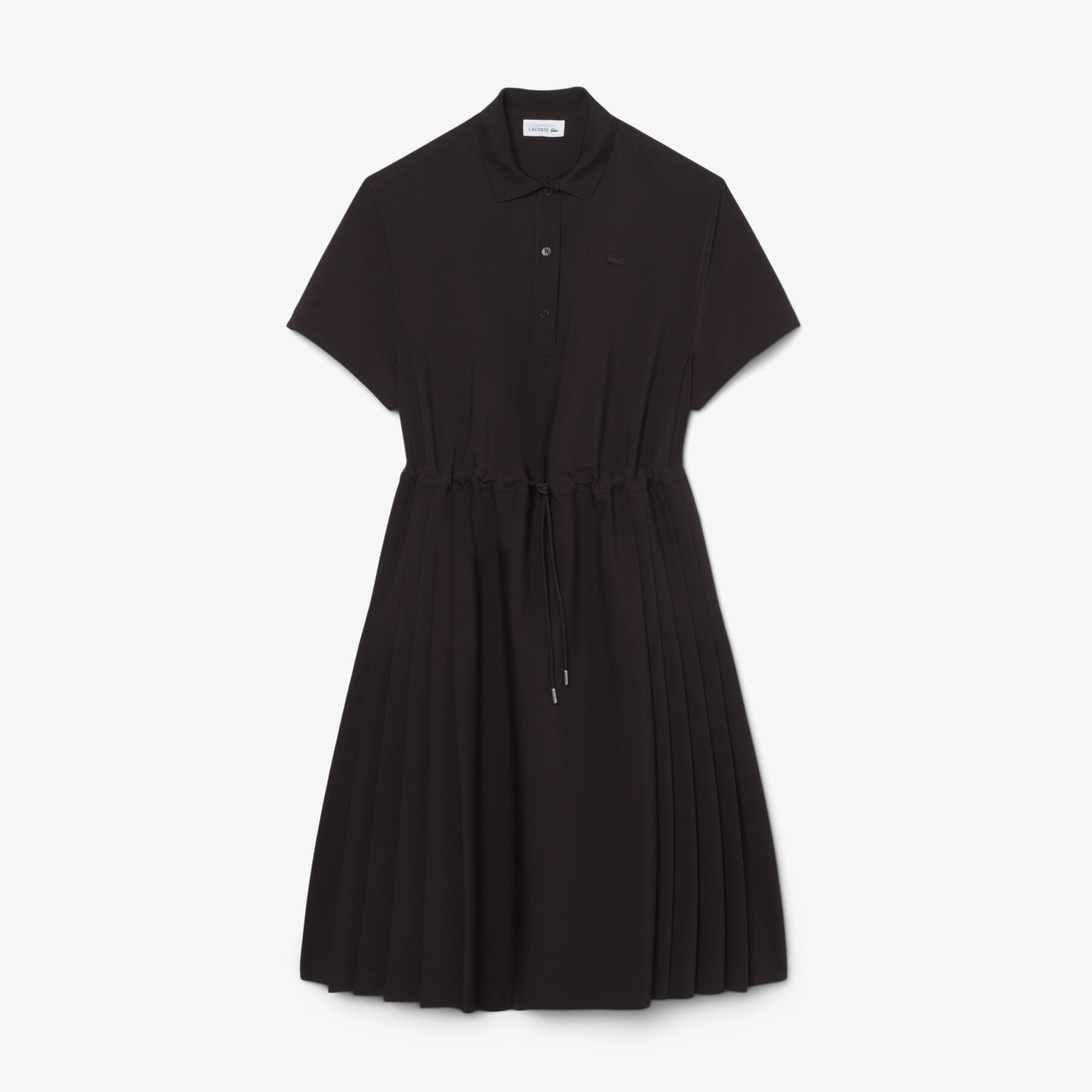 lacoste wool blend pleated polo dress