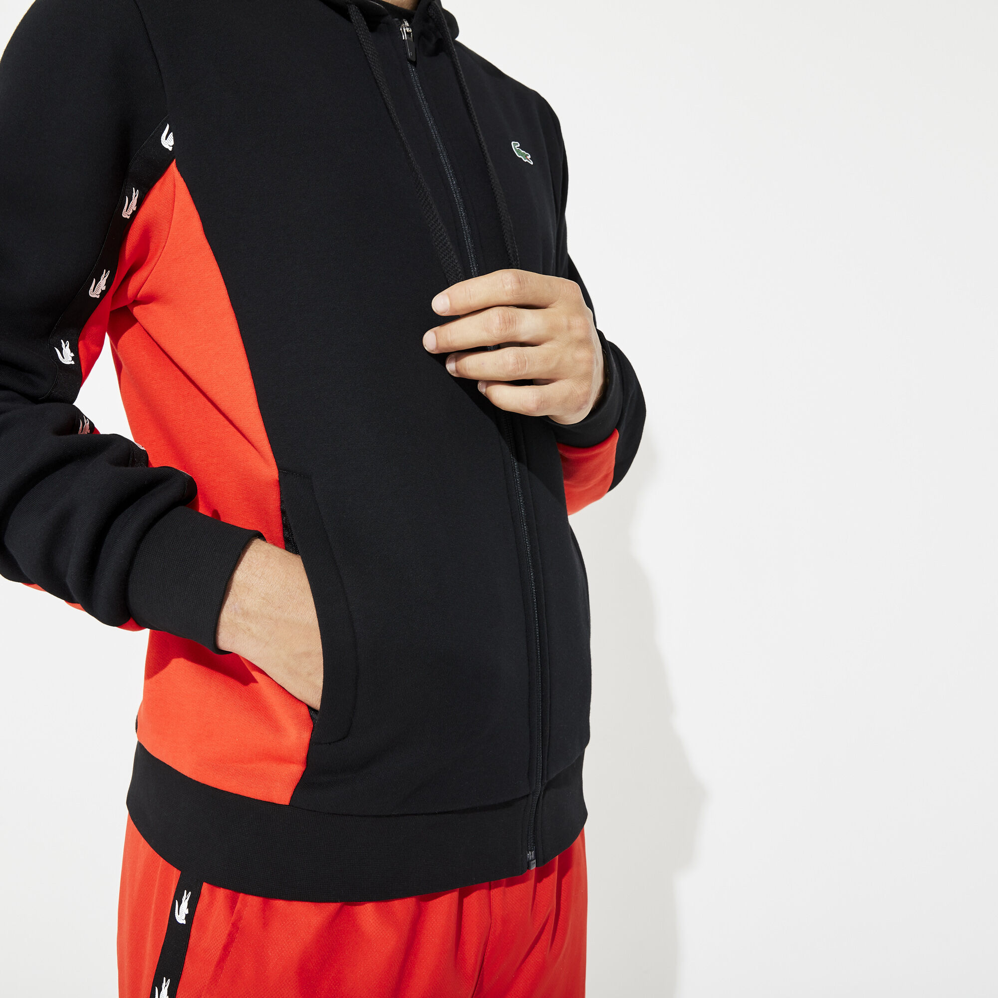 Men's Lacoste SPORT Two-Tone Fleece Hoody Sweatshirt Men's Lacoste SPORT Two-Tone Fleece Hoody Sweatshirt