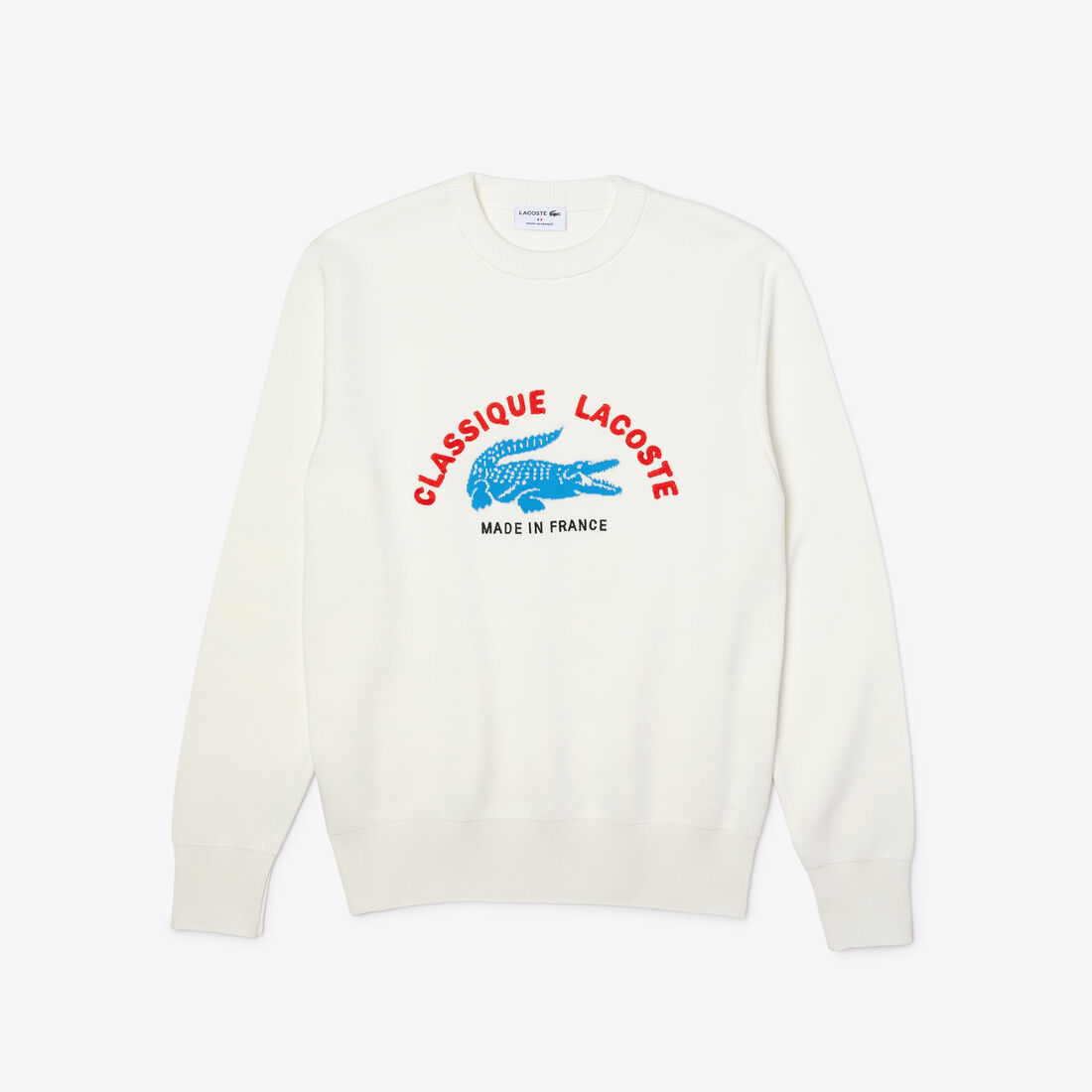 Men’s Made In France Crew Neck Embroidered Stretch Cotton Sweater Men’s Made In France Crew Neck Embroidered Stretch Cotton Sweater