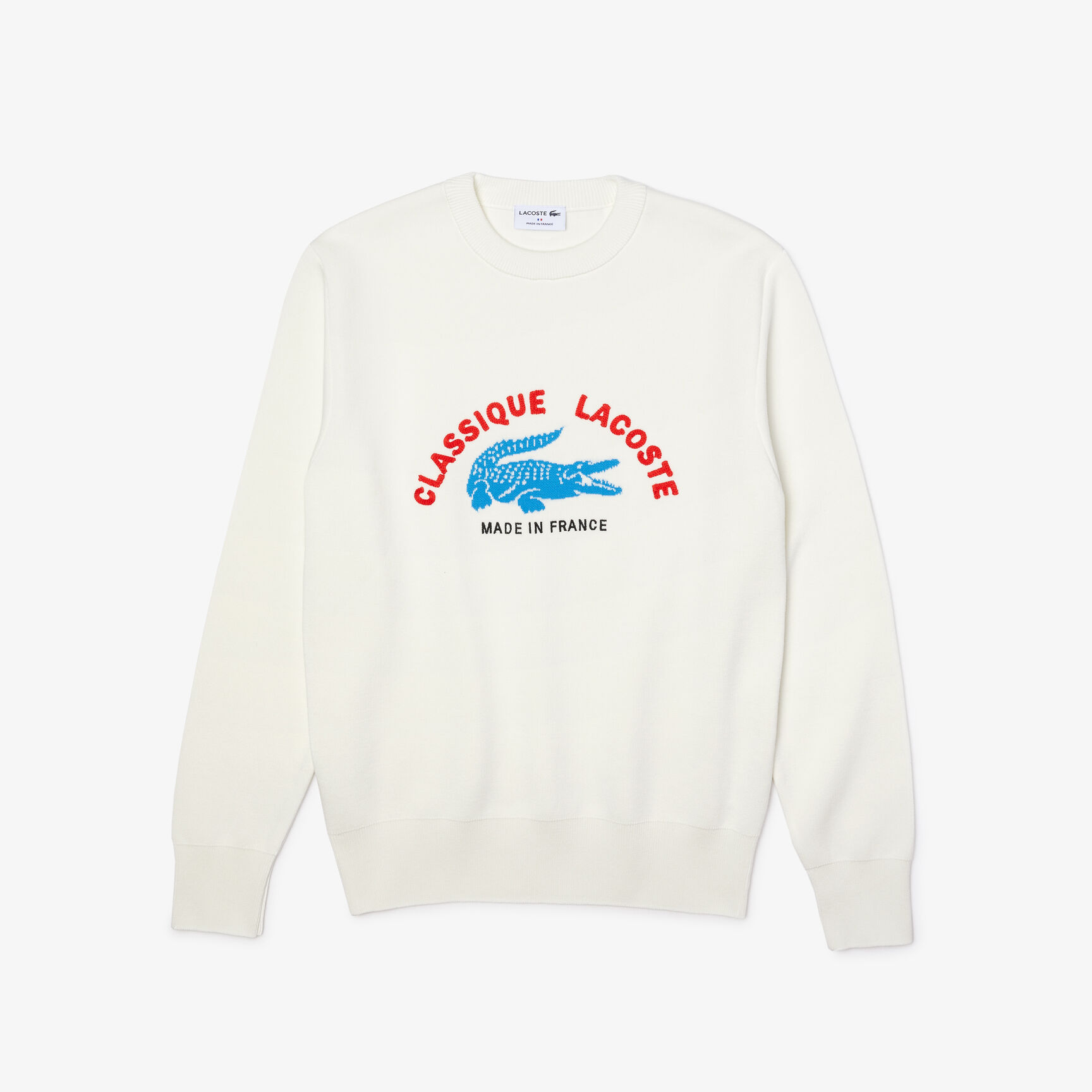 كنزة من القطن المرن للرجال بفتحة رقبة مستديرة مطرزة مجموعة Made In France كنزة من القطن المرن للرجال بفتحة رقبة مستديرة مطرزة مجموعة Made In France