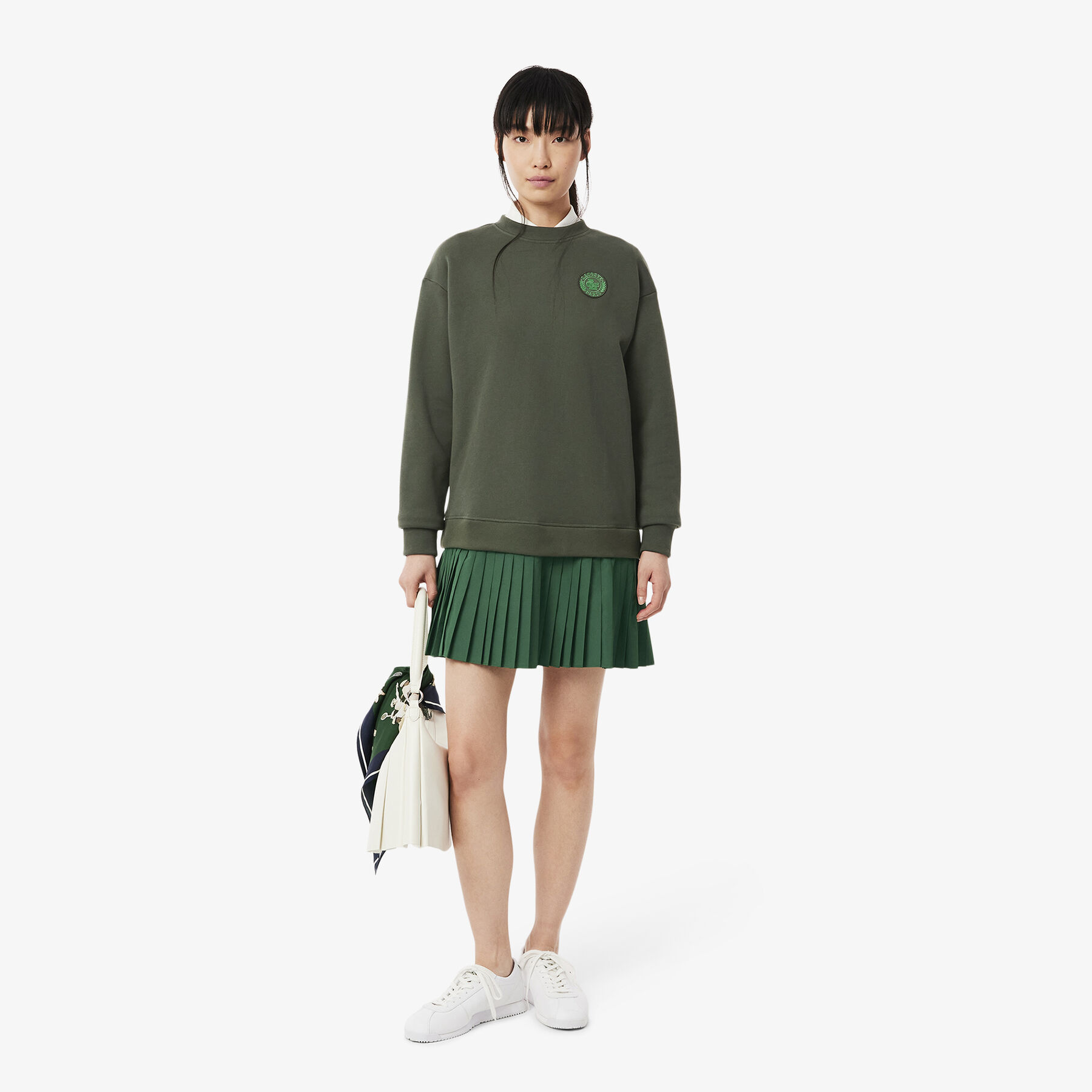 Blended Fabric Pleated Sweatshirt Dress lacoste blended fabric pleated sweatshirt dress