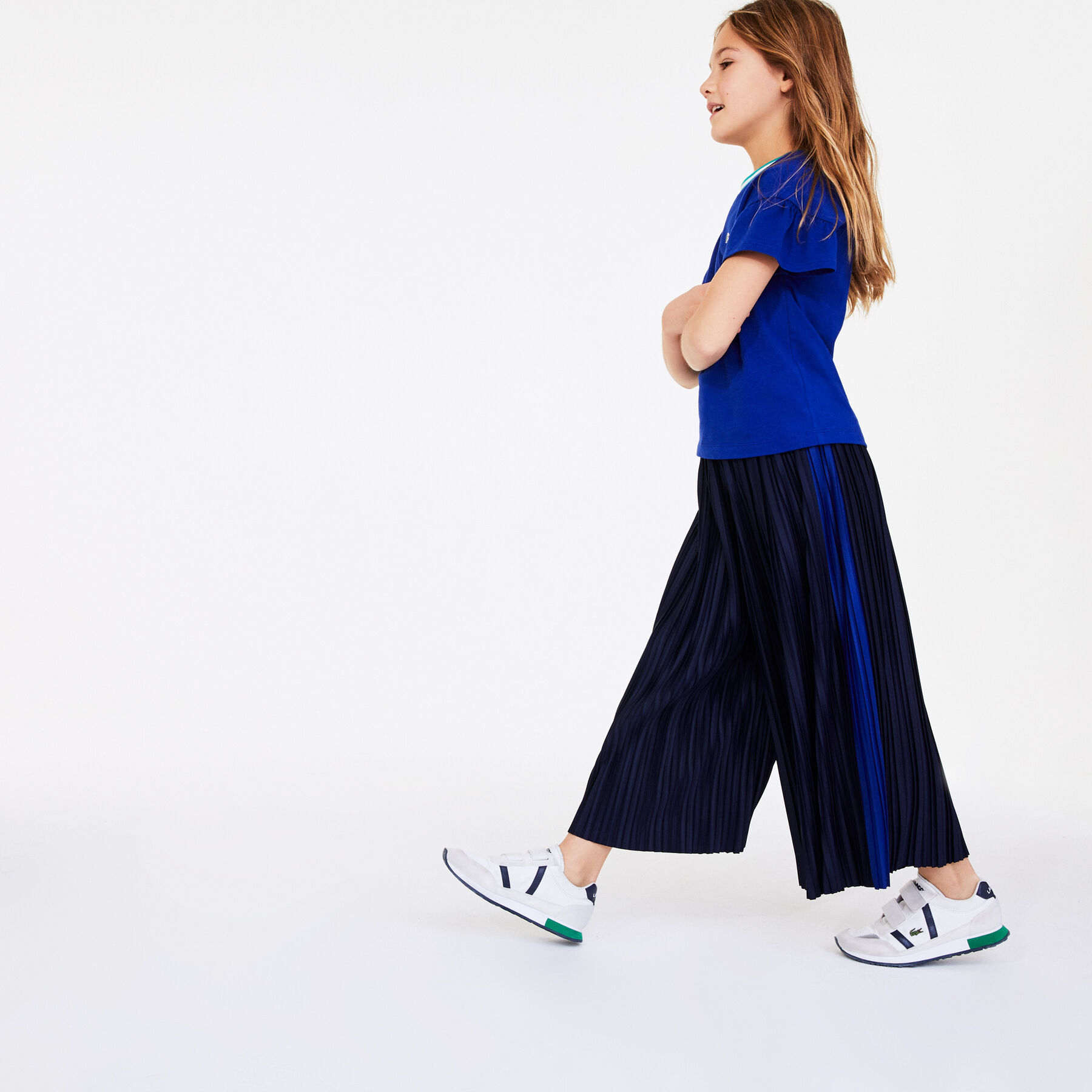 lacoste girls  flared pleated knit pants
