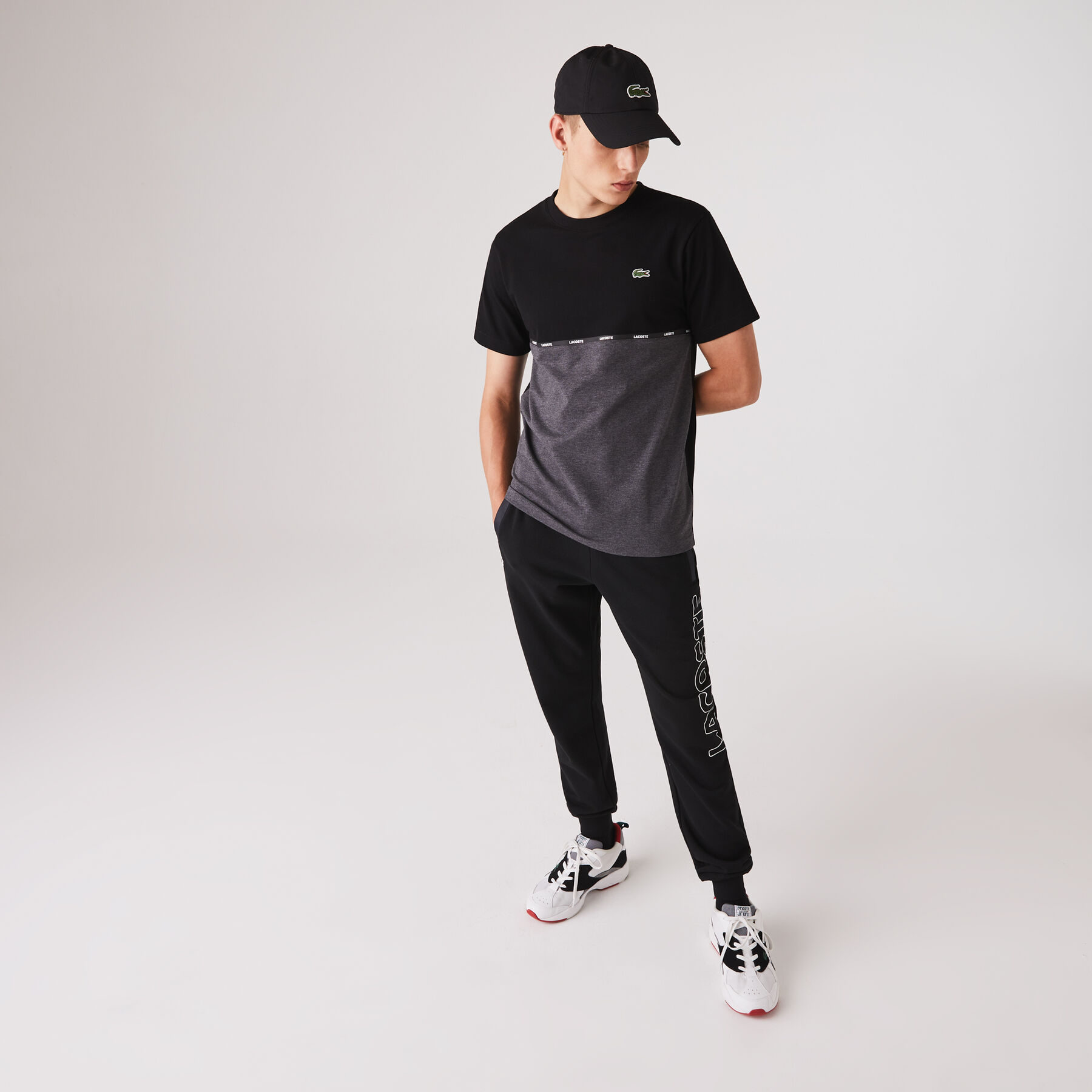 Men's Lacoste SPORT Crew Neck Lightweight Bicolour Cotton T-shirt men s lacoste sport crew neck lightweight bicolour cotton t shirt