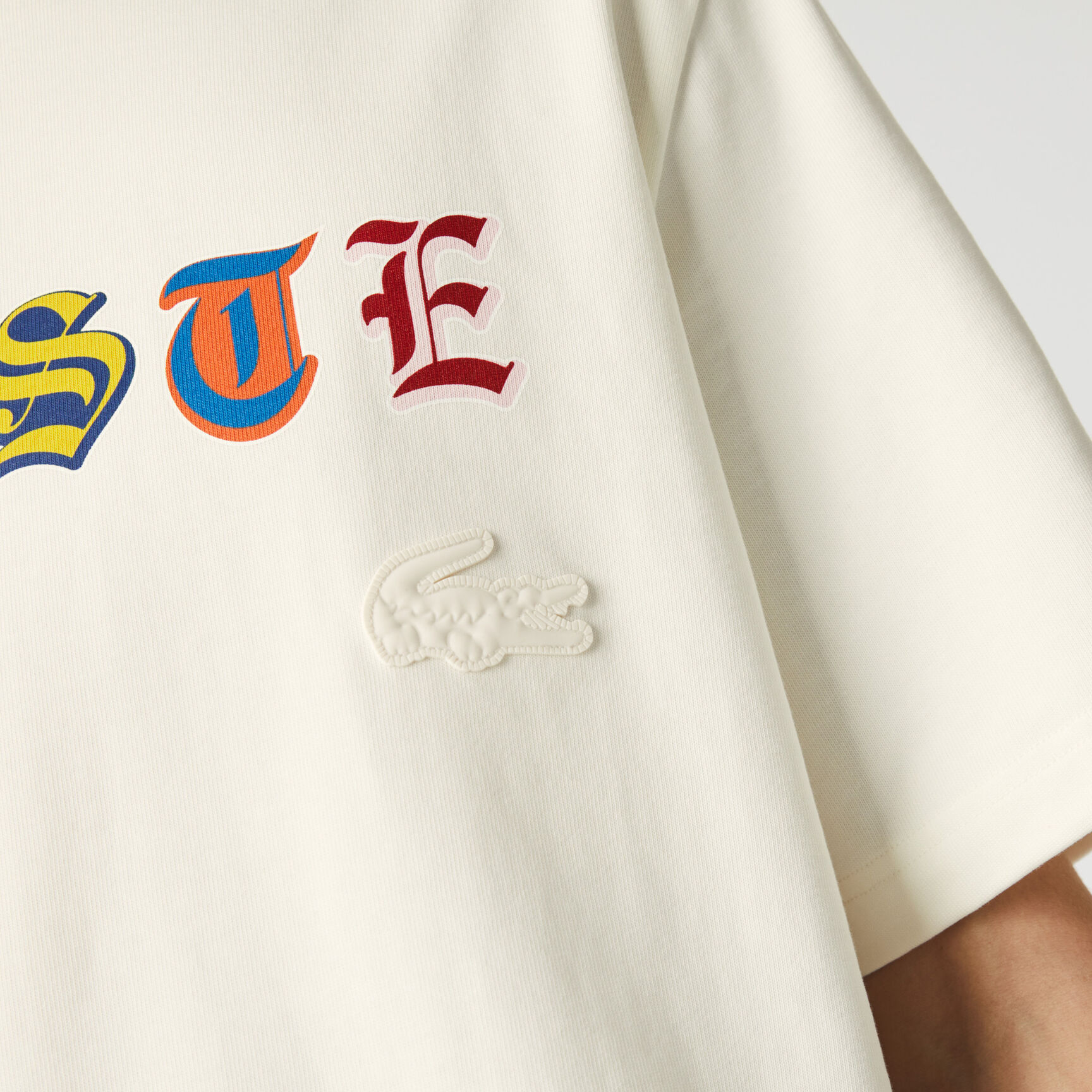 Men&rsquo;s Lacoste L!VE Loose Fit Branded Multi-Color Cotton T-Shirt