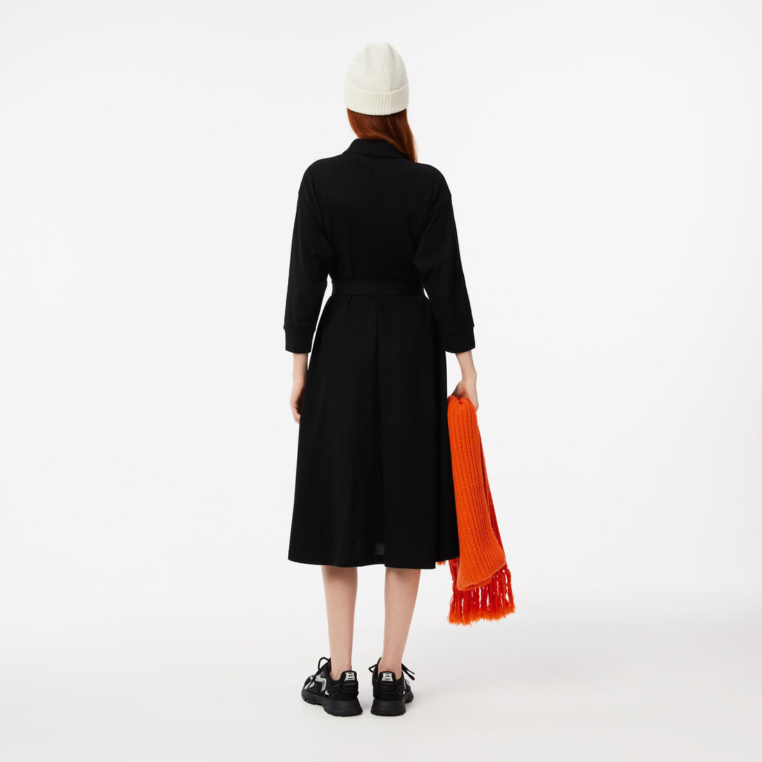 فستان بولو بيكيه قطني بأكمام 3/4 فستان بولو بيكيه قطني بأكمام 3/4