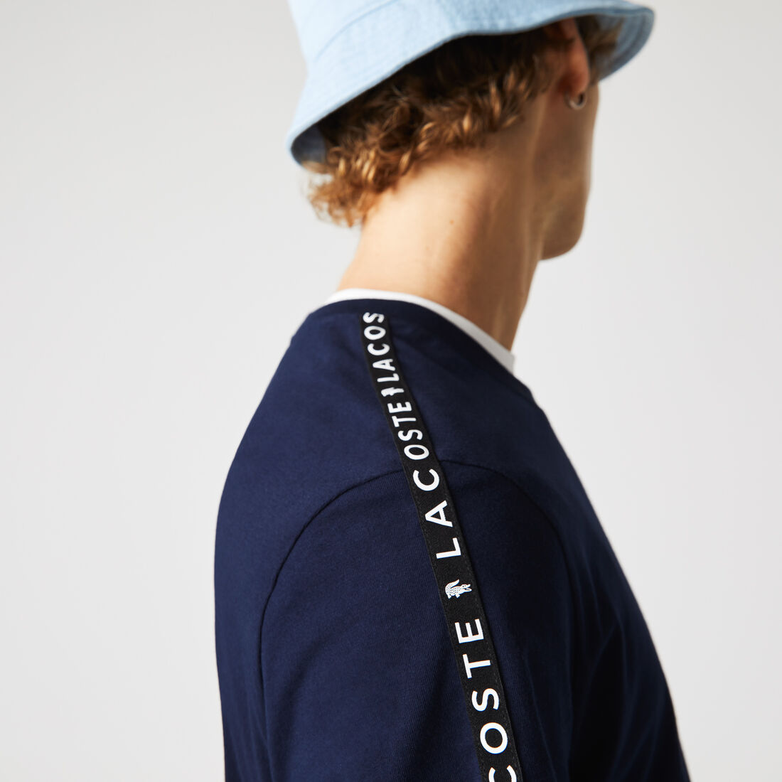 Men's Crew Neck Print Striped Cotton T-shirt Men's Crew Neck Print Striped Cotton T-shirt