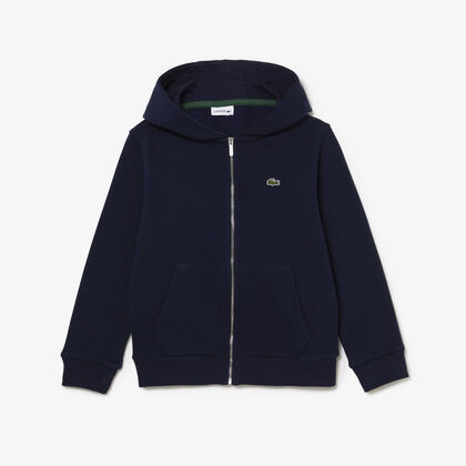 Kids' Lacoste Kangaroo Pocket Hooded Zippered Sweatshirt