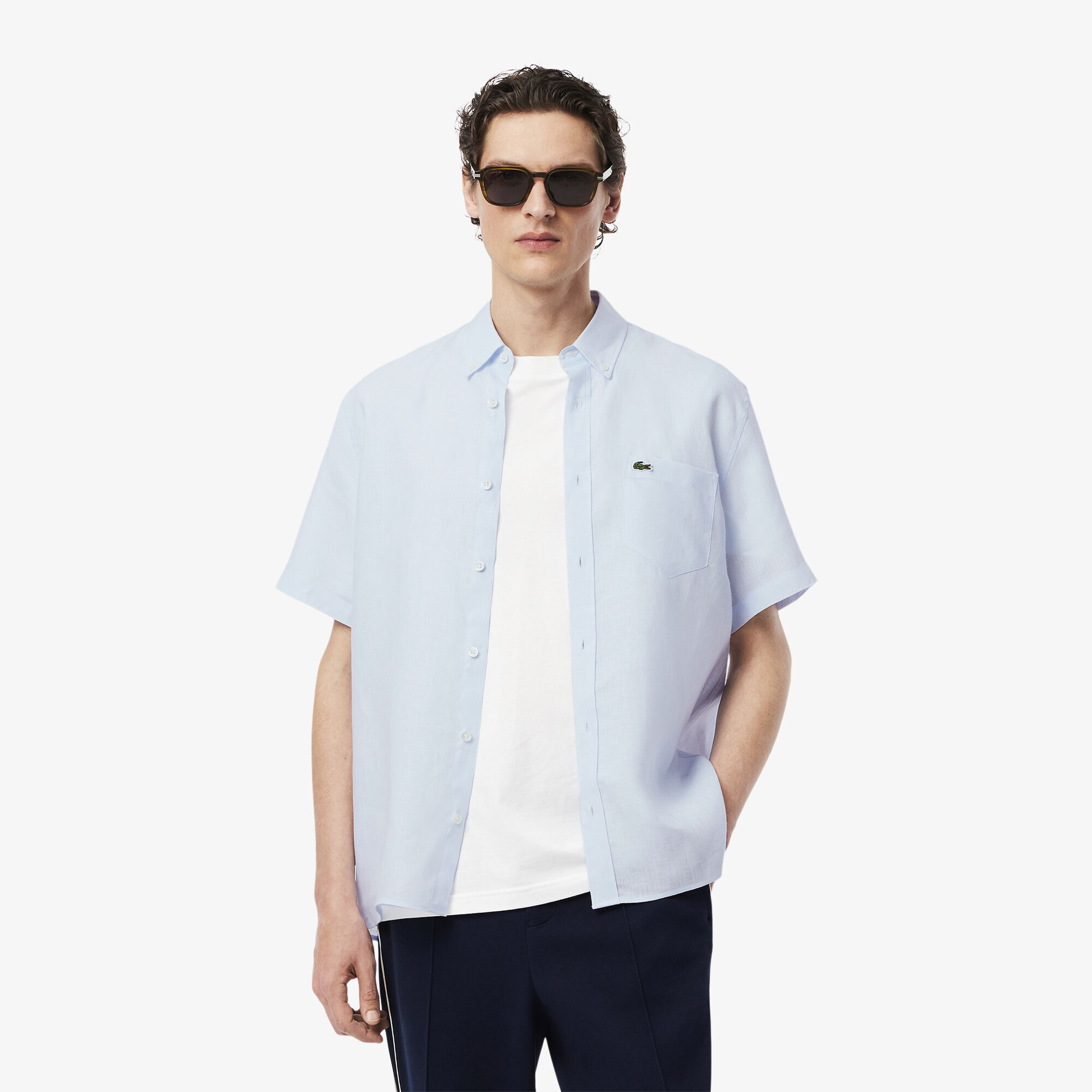 Lacoste men's linen pocket shirt new arrivals