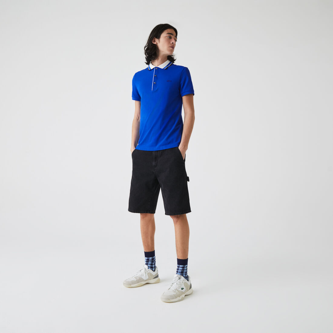 Men’s Lacoste Slim Fit Striped Collar Cotton Piqué Polo Men’s Lacoste Slim Fit Striped Collar Cotton Piqué Polo