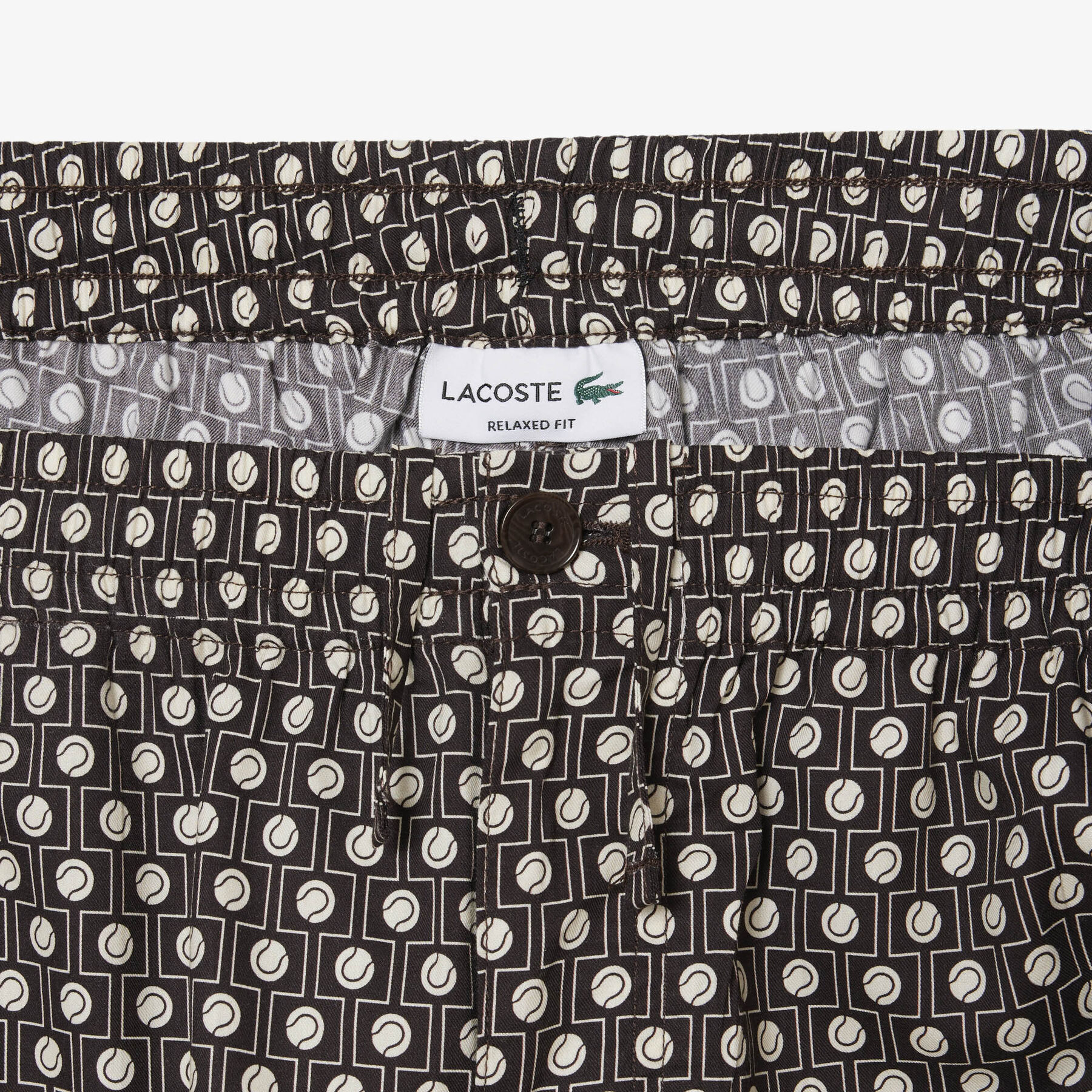lacoste relaxed fit printed cotton blend shorts