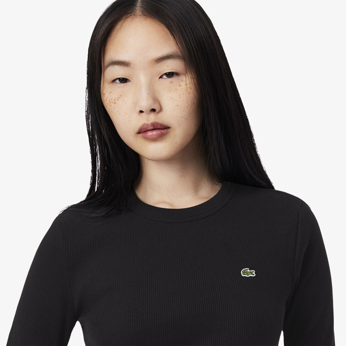 تي شيرت قطن مضلع بأكمام طويلة تي شيرت قطن مضلع بأكمام طويلة