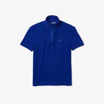 Women’s Lacoste High Zip Neck Slim Fit Ribbed Polo Shirt