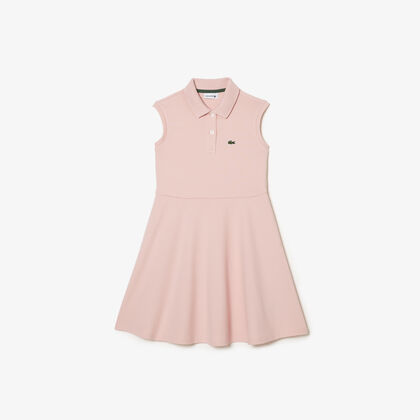 Girls' Lacoste Fit And Flare Stretch Pique Polo Dress