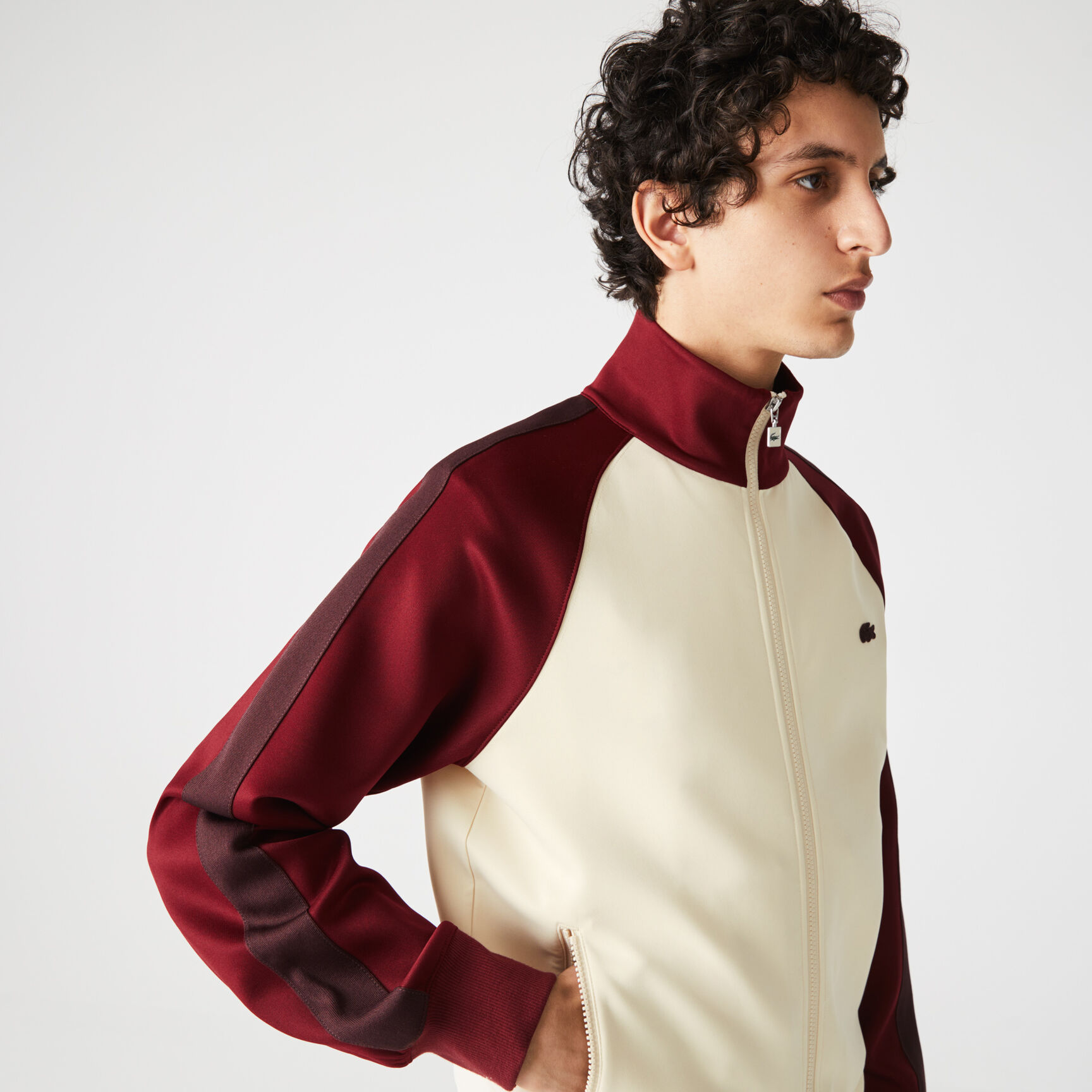 سويت شيرت رجالي من مزيج القطن بياقة عالية وسحاب