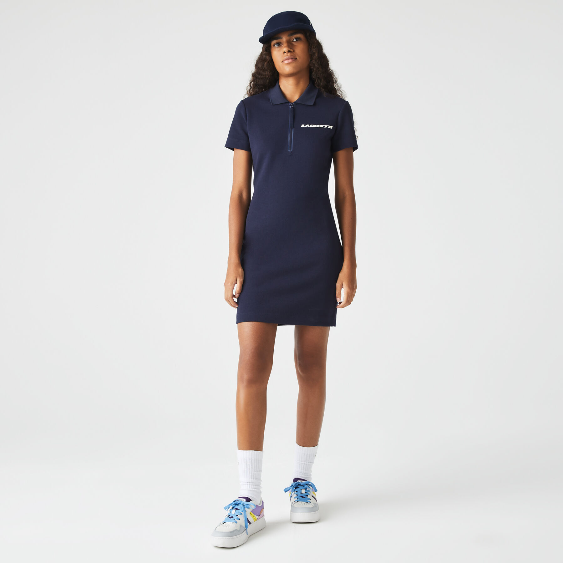 Women's Contrast Branded Two-Ply Jersey Polo Dress lacoste women s contrast branded two ply jersey polo dress