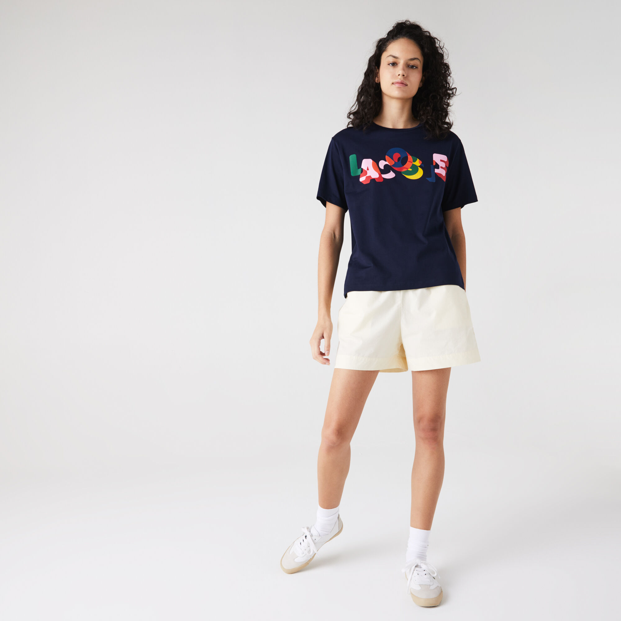 Women's Crew Neck Lacoste Print Soft Cotton T-shirt