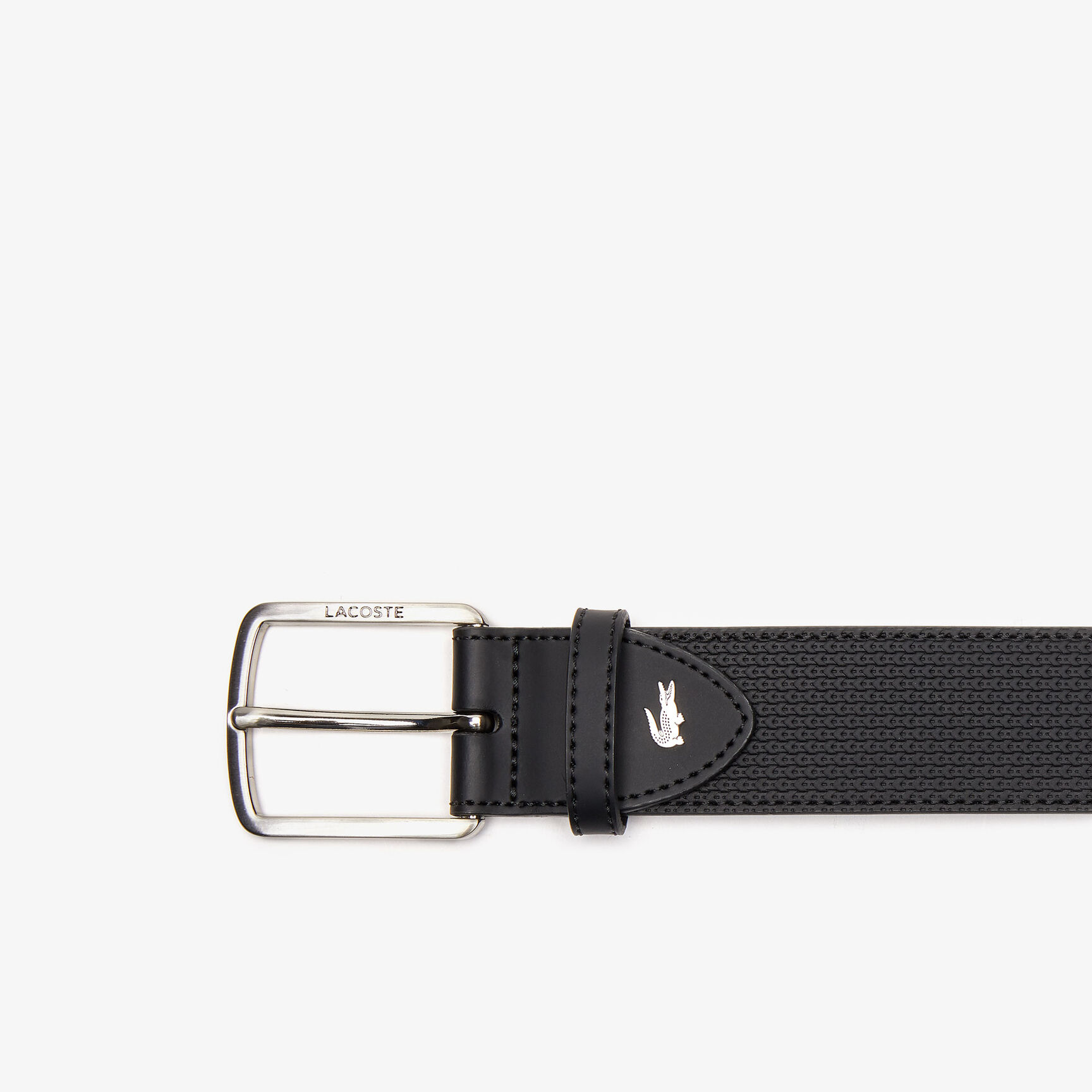 Men's Lacoste Engraved Buckle Texturised Leather Belt Men's Lacoste Engraved Buckle Texturised Leather Belt