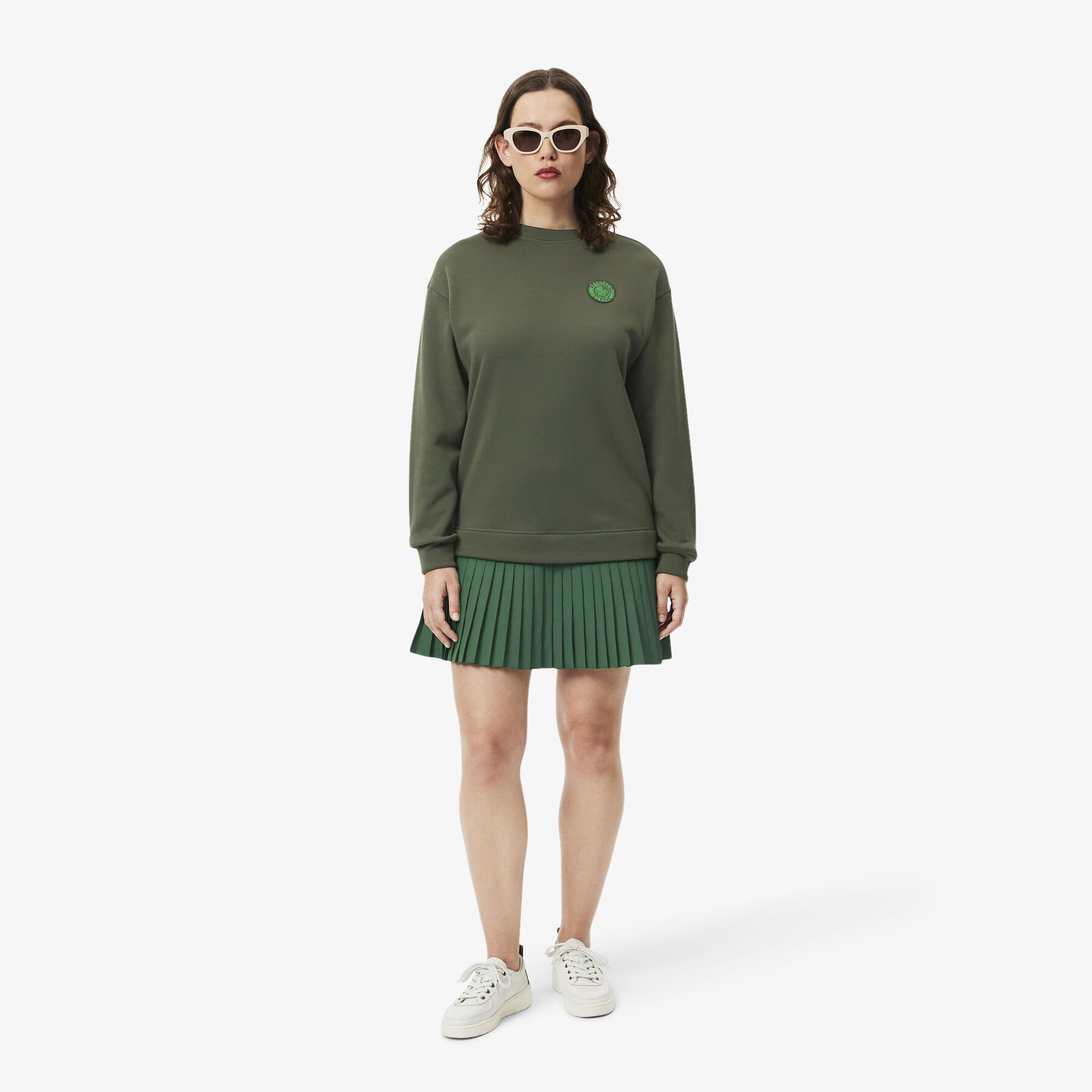 Blended Fabric Pleated Sweatshirt Dress lacoste blended fabric pleated sweatshirt dress