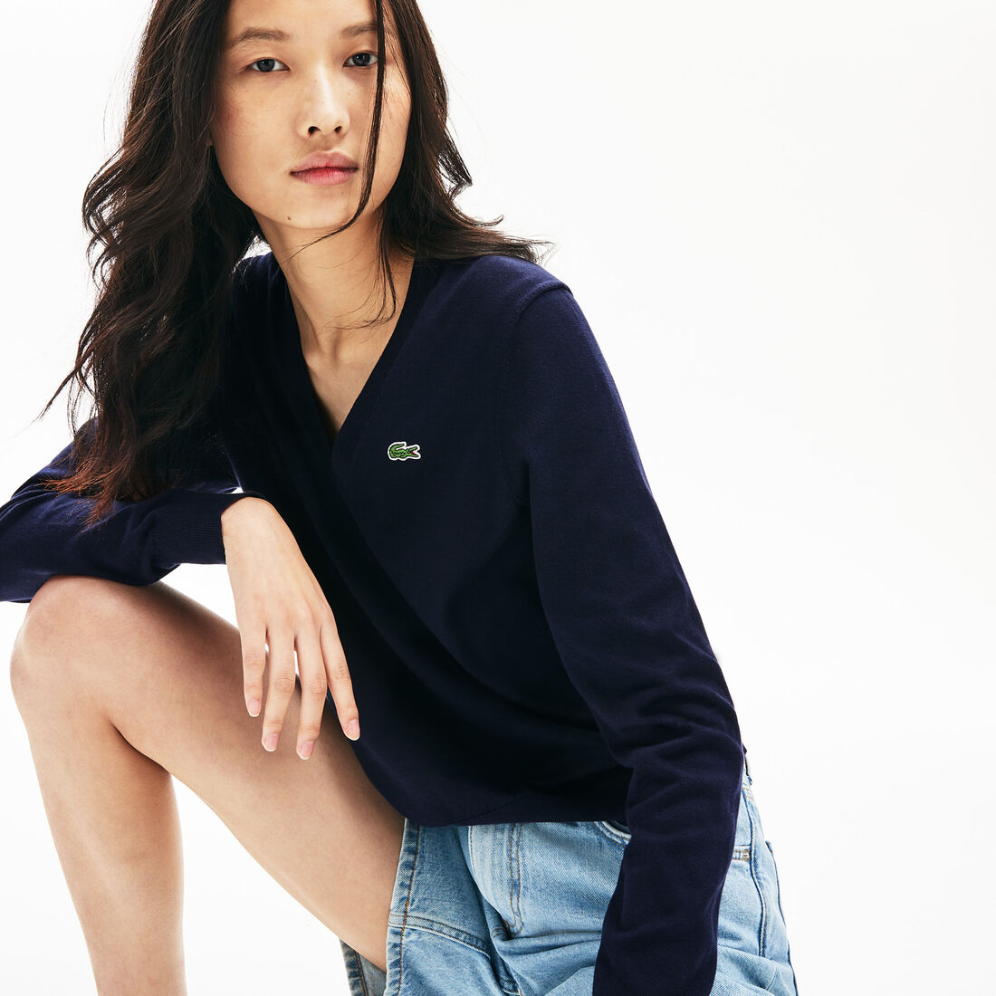 Women's Solid Cotton V-Neck Sweater Women's Solid Cotton V-Neck Sweater