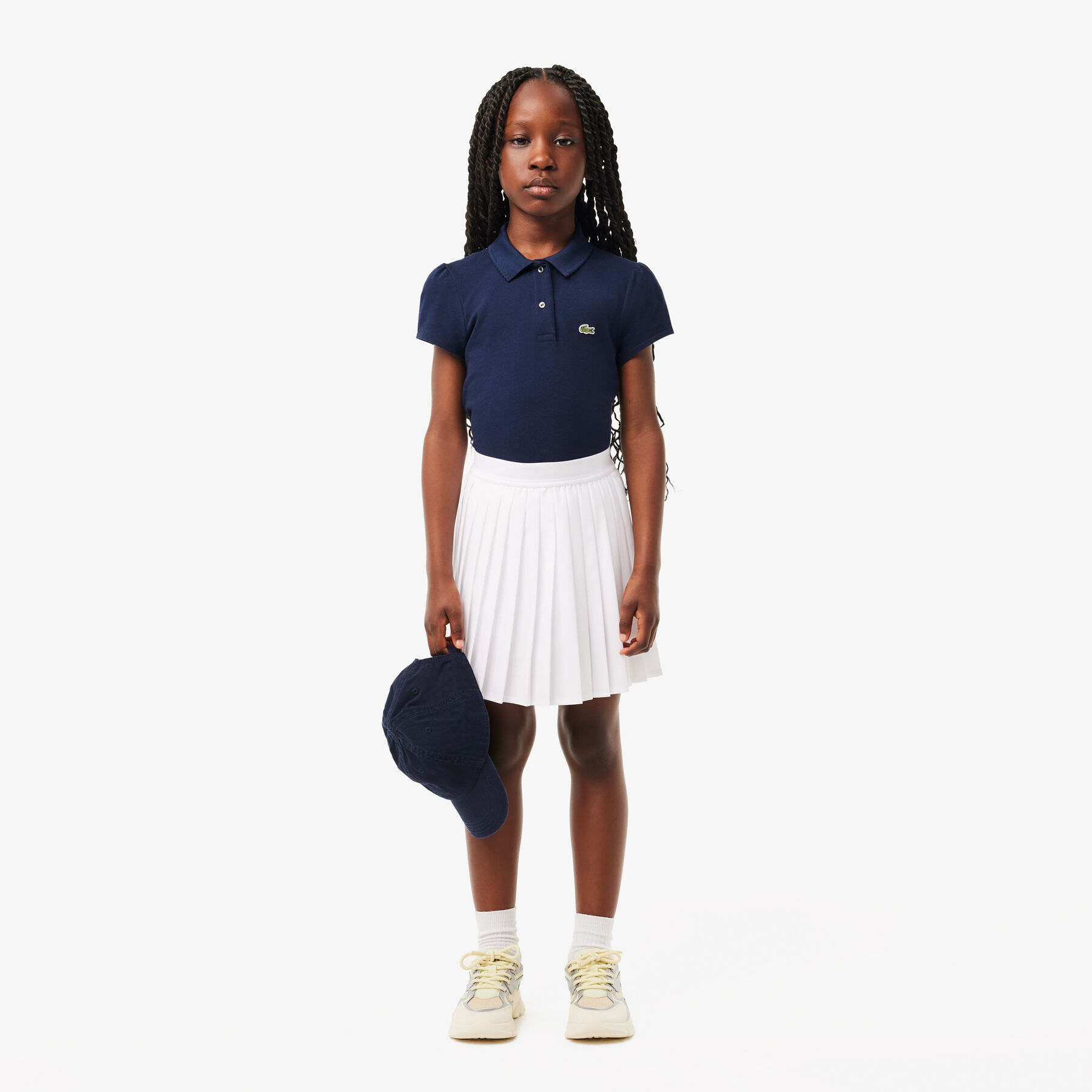 Scalloped Collar Mini Pique Polo Shirt