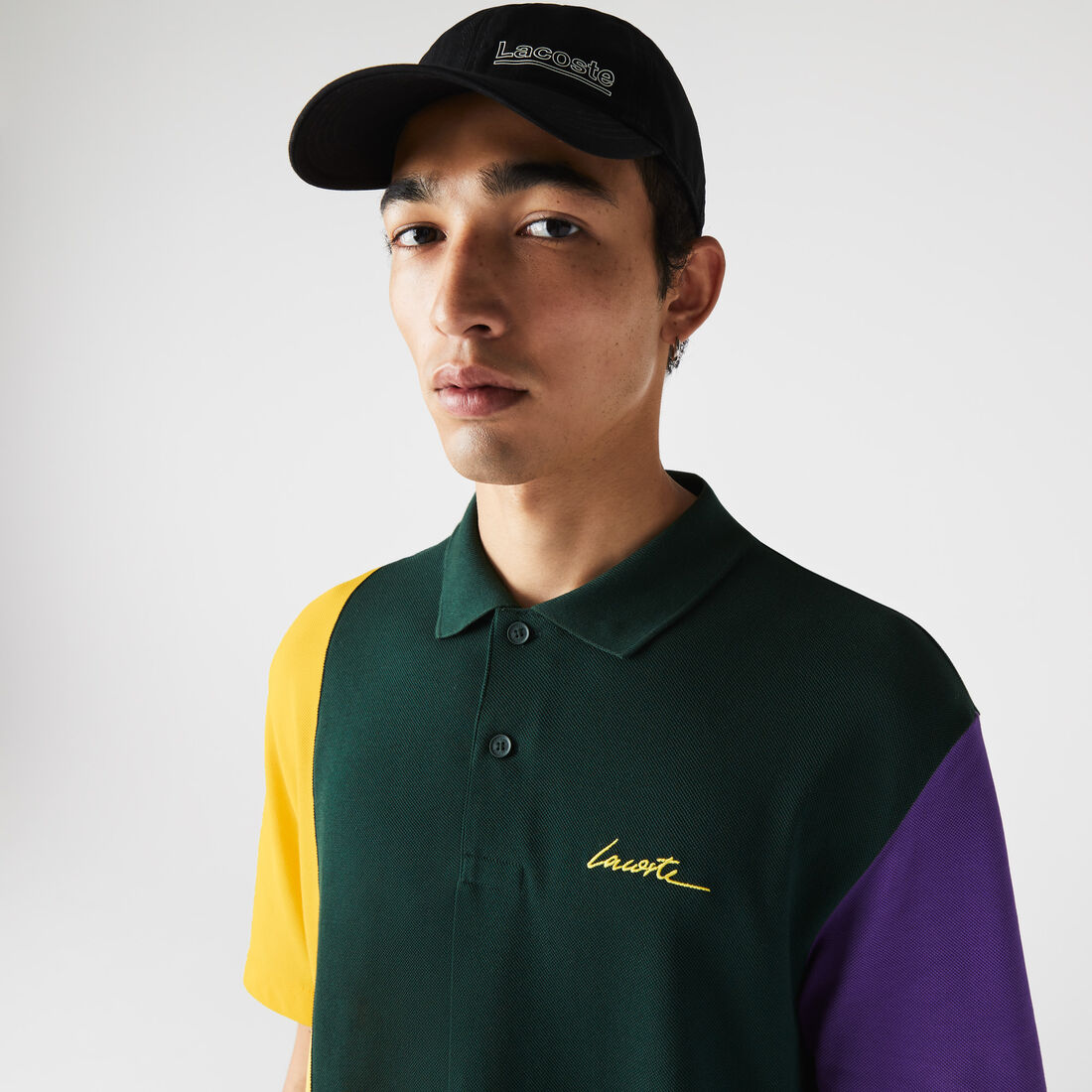 Unisex Lacoste L!VE Loose Fit Colorblock Cotton Piqué Polo Unisex Lacoste L!VE Loose Fit Colorblock Cotton Piqué Polo