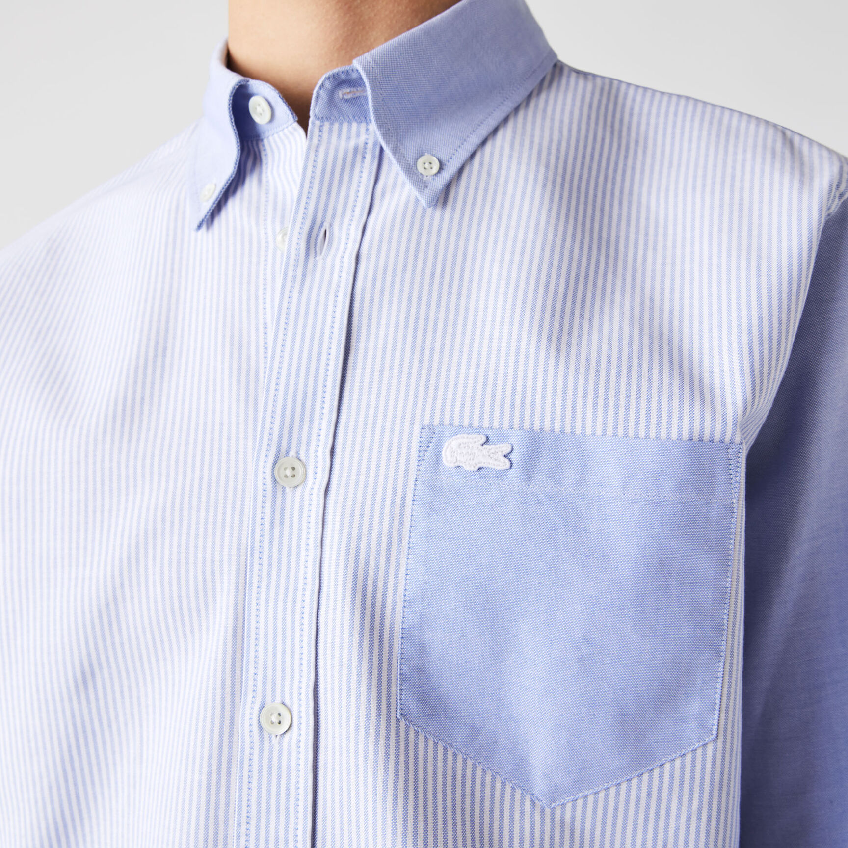 قميص رجالي من قطن أكسفورد مقلم بقصة عادية