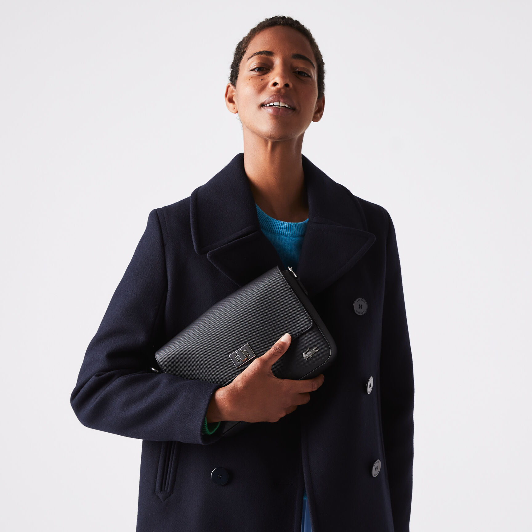 حقيبة كتف بمشبك محيكة من كنفا بيكيه بتصميم كلاسيكي عملي للسيدات من مجموعة Daily Classic