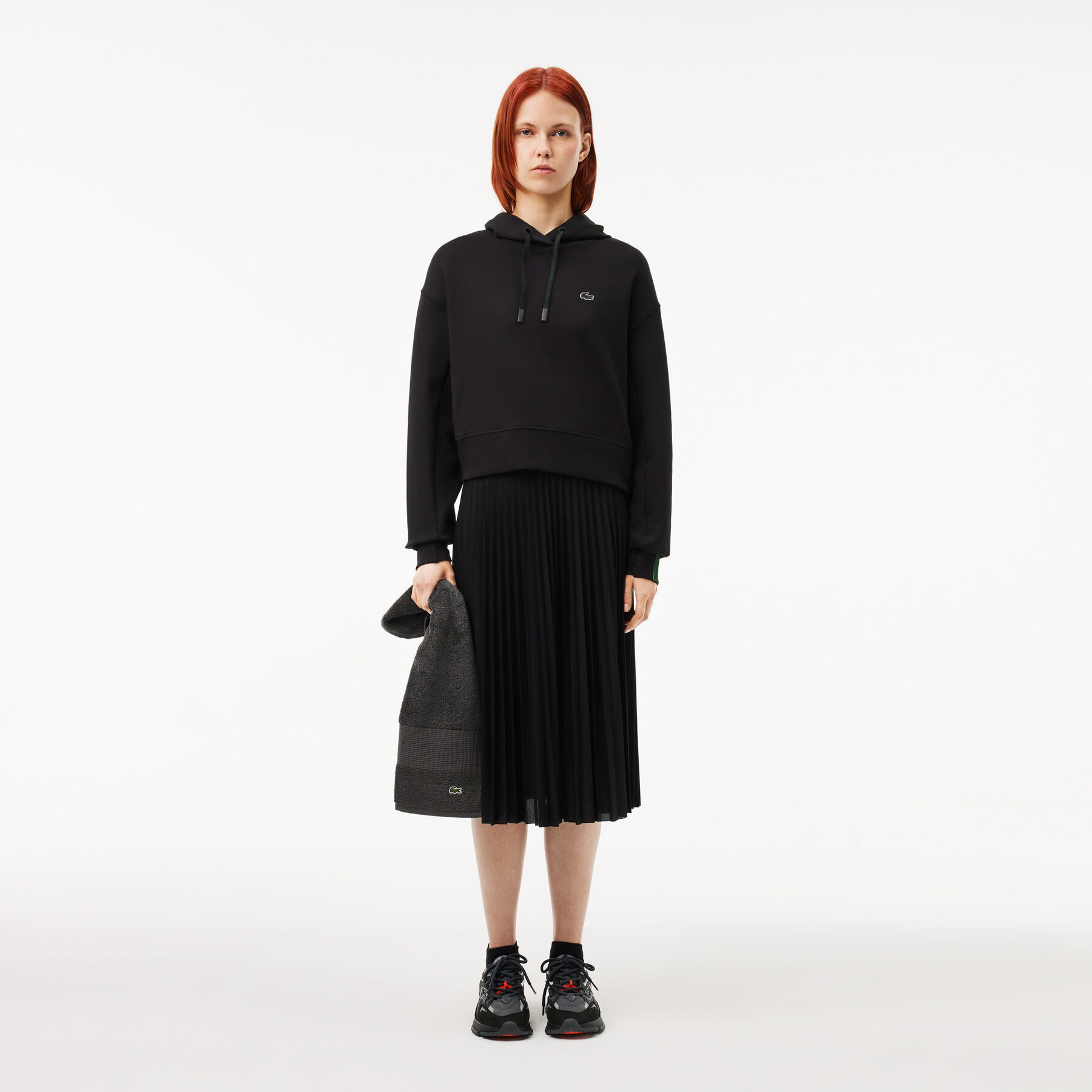 Elastic Waist Fluid Pleated Skirt lacoste elastic waist fluid pleated skirt