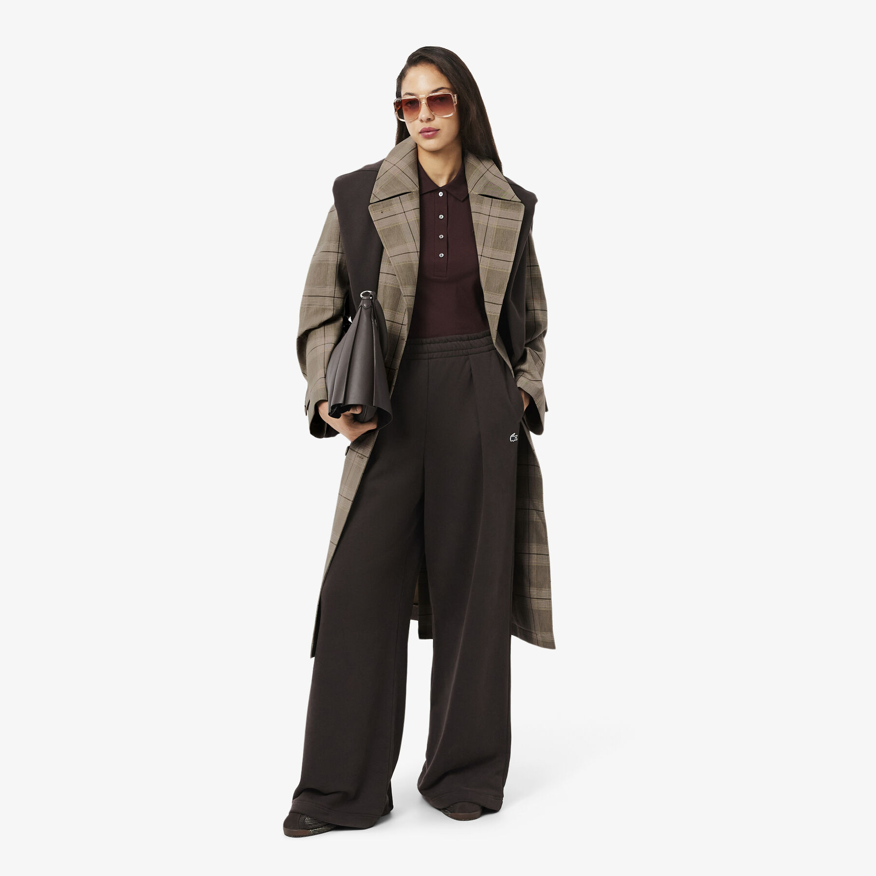 Water-Repellent Plaid Wrap Coat