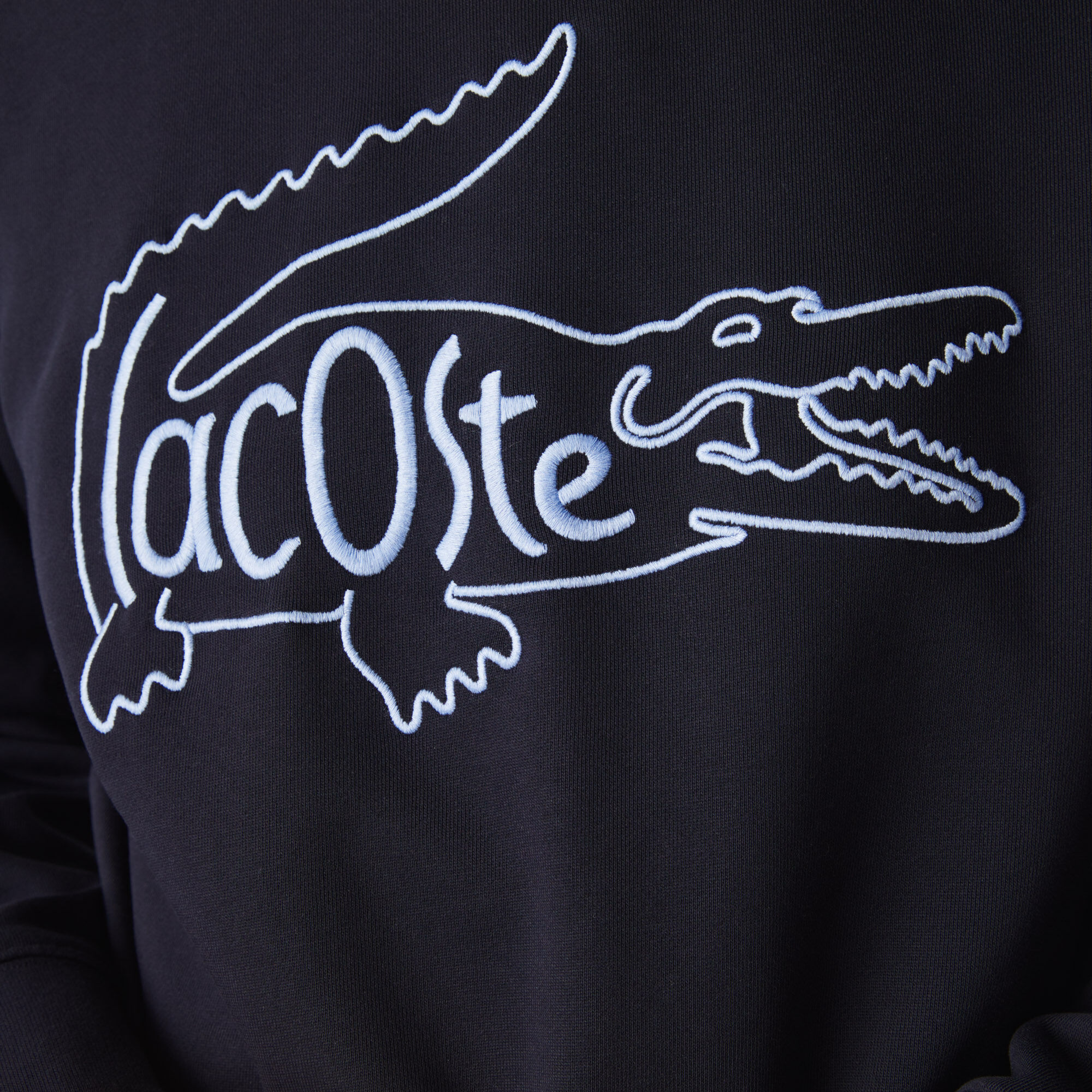 Men’s Crew Neck Embroidered Crocodile Cotton Fleece Sweatshirt