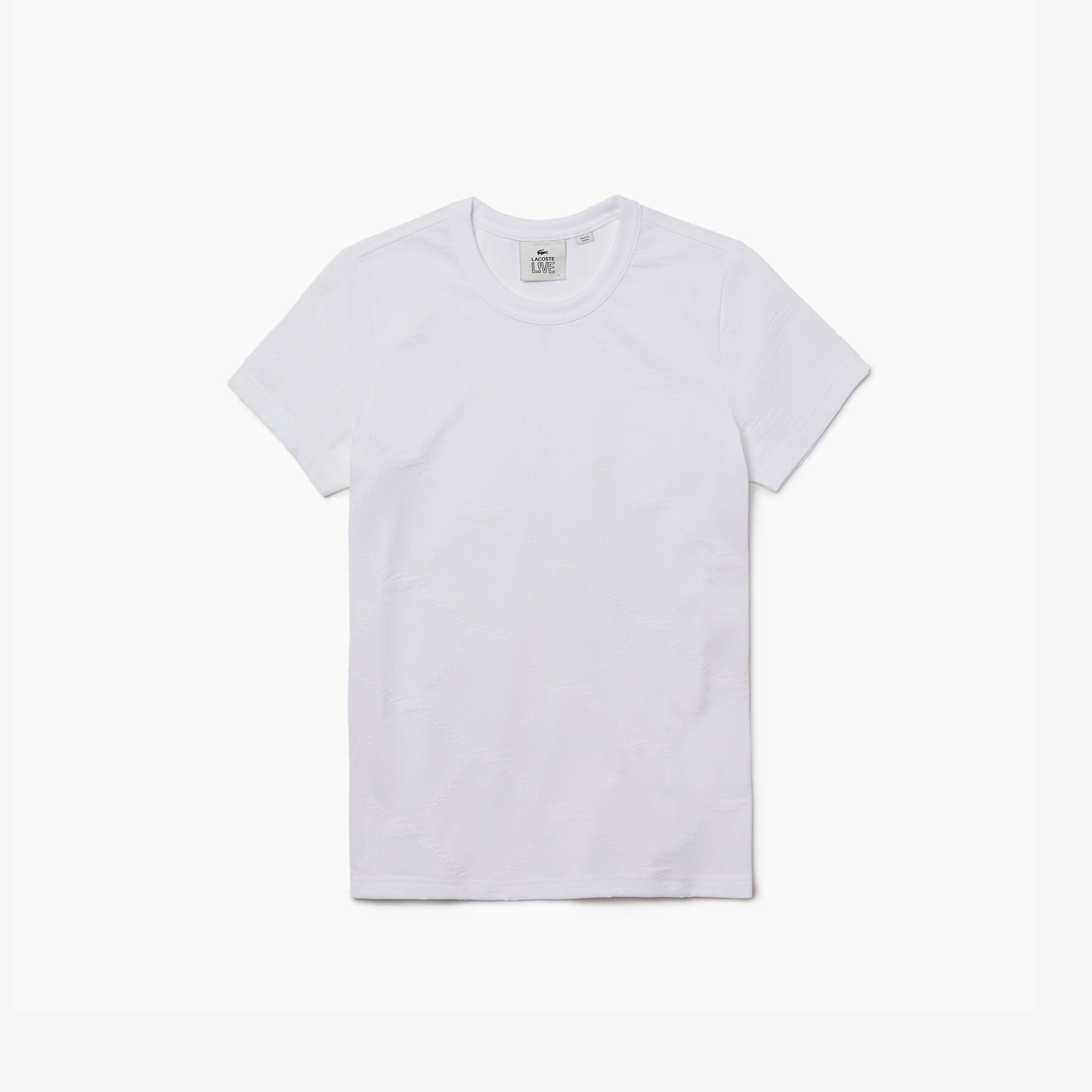 women s lacoste live crew neck monogram patterned t shirt