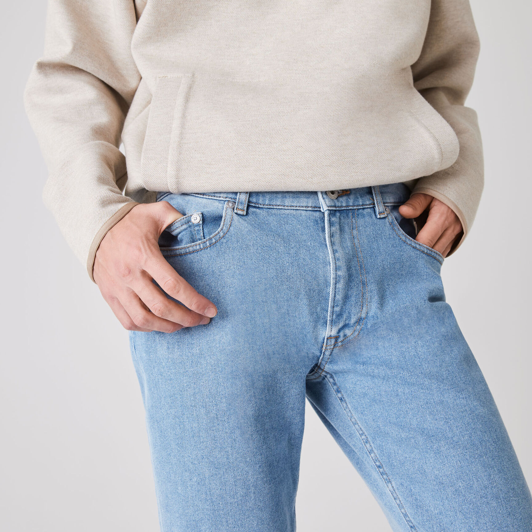 بنطال جينز بقصة ضيقة من الدنيم المرن مع 5 جيوب للرجال