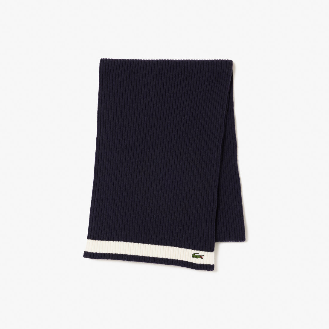 Unisex Lacoste Ribbed Wool Scarf