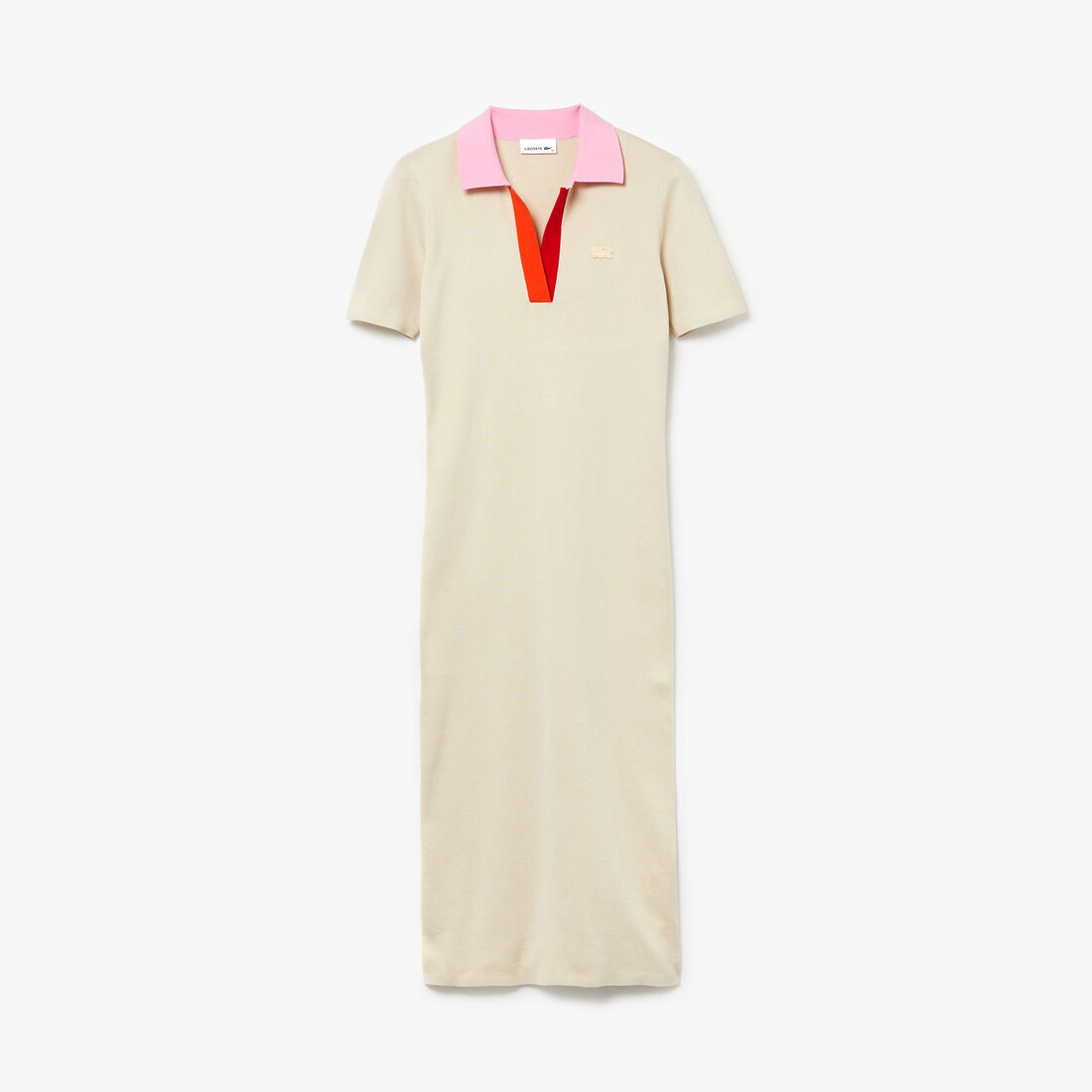 Women's Polo Collar Two-Tone Cotton Knit Long Sweater Dress Women's Polo Collar Two-Tone Cotton Knit Long Sweater Dress