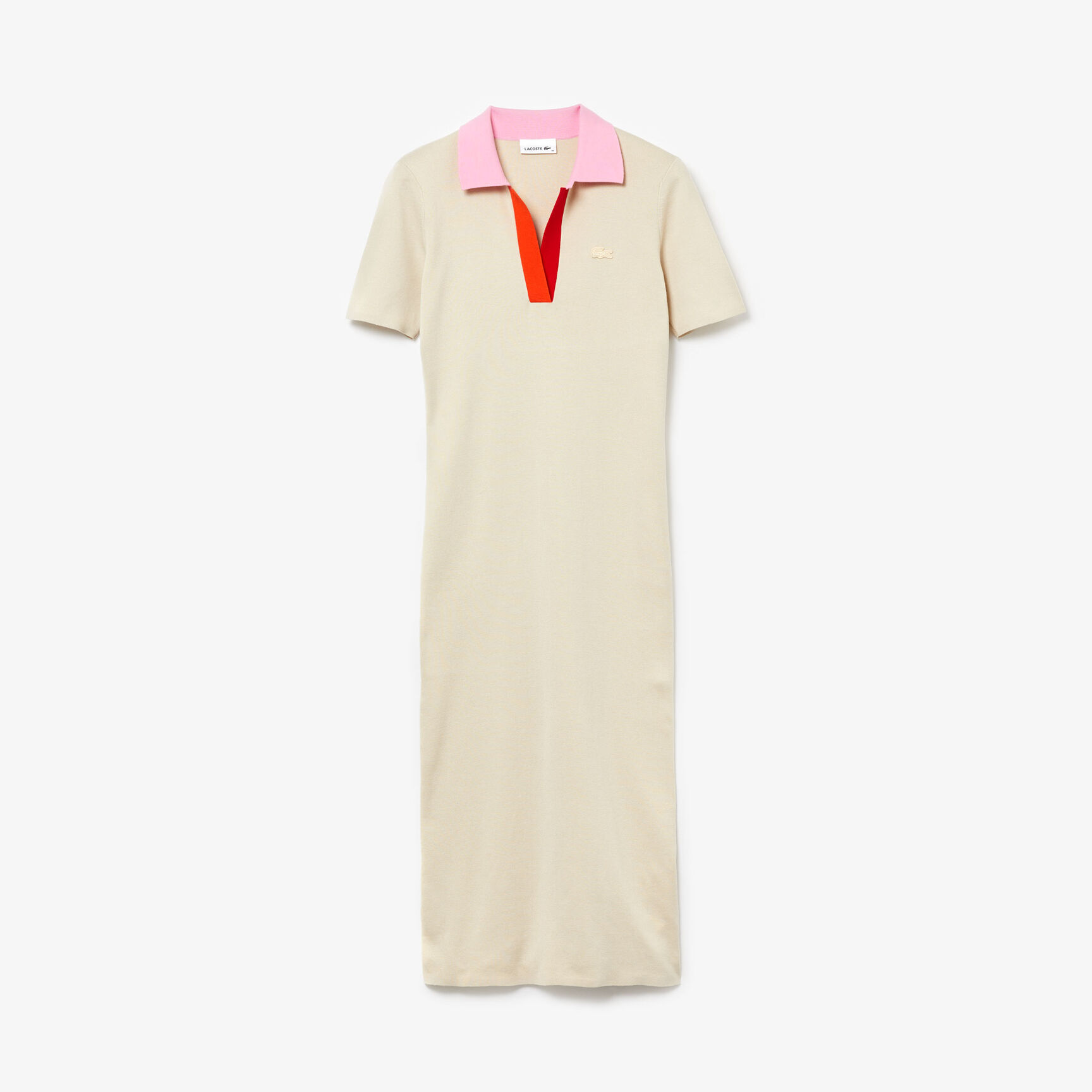 Women's Polo Collar Two-Tone Cotton Knit Long Sweater Dress Women's Polo Collar Two-Tone Cotton Knit Long Sweater Dress