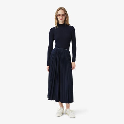 Long Pleated Elasticated Waist Skirt