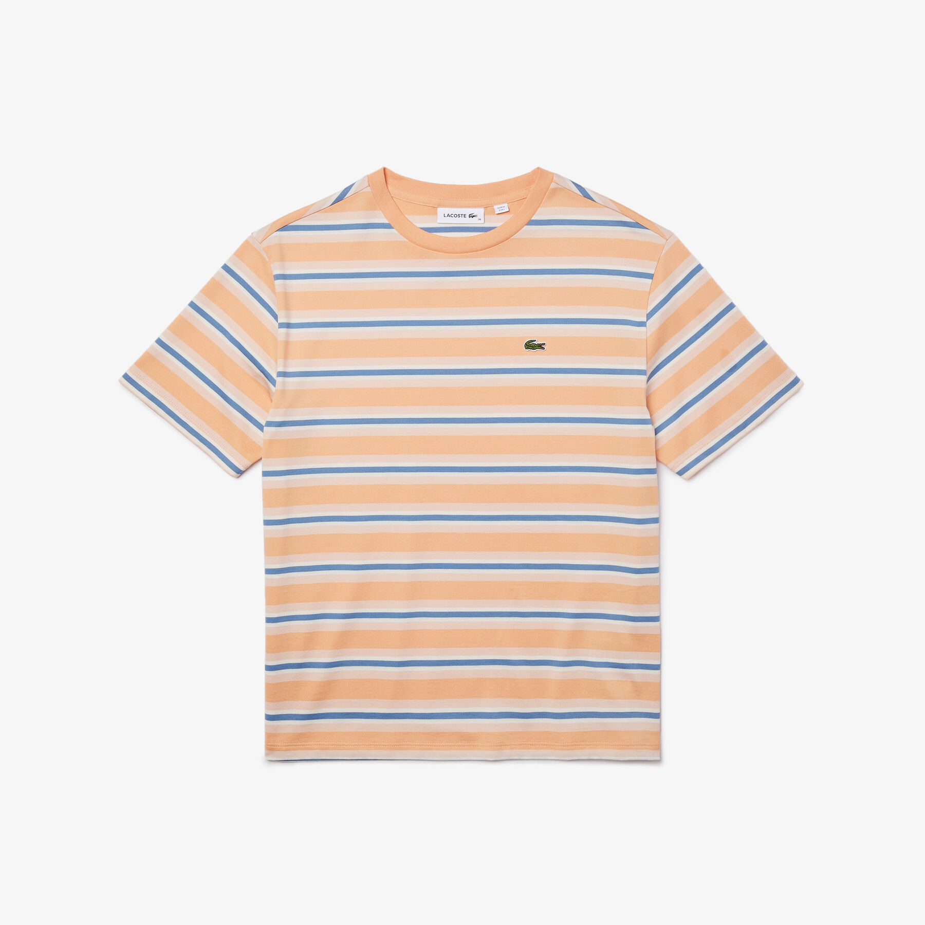 lacoste women s crew neck striped cotton t shirt
